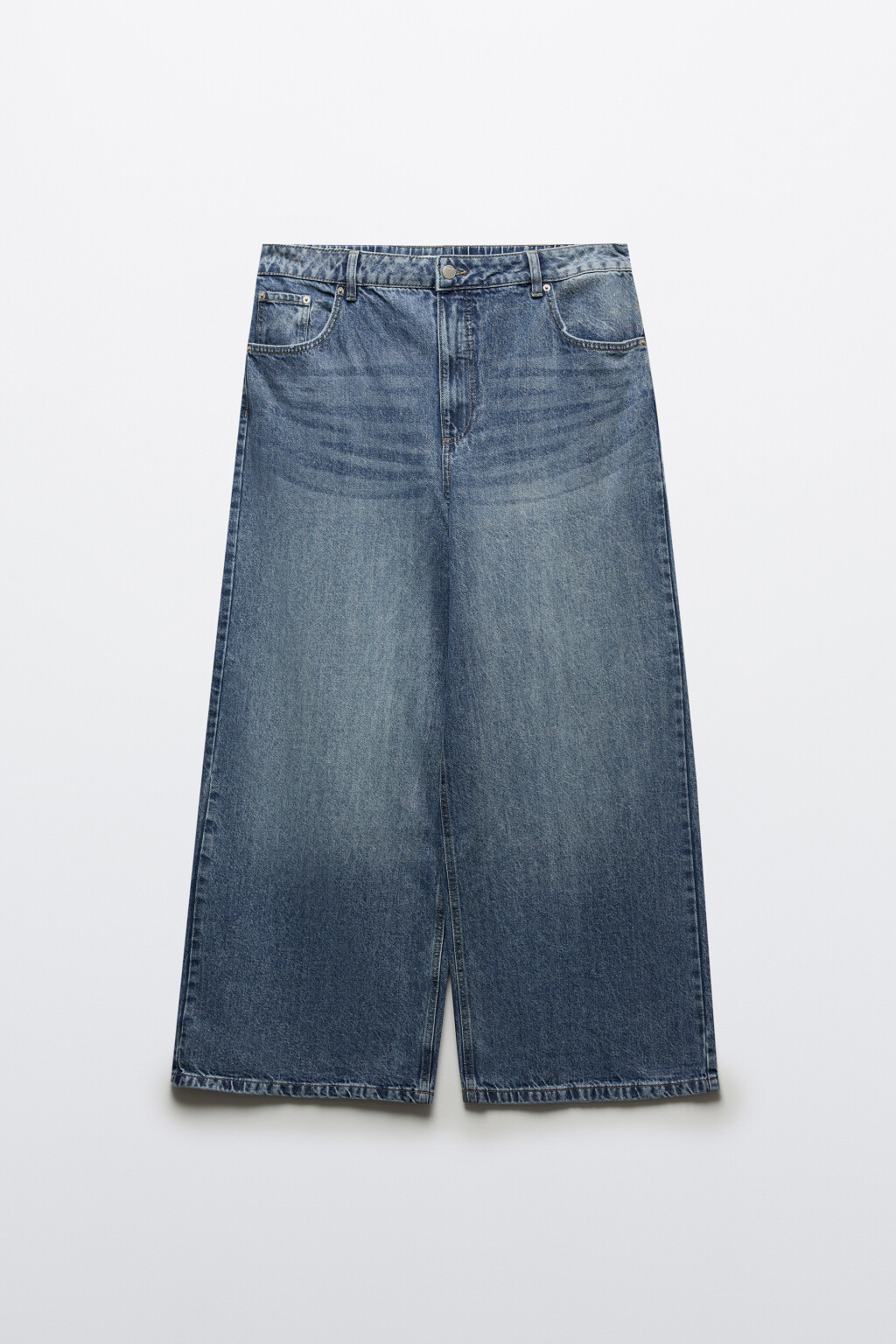 Джинсы широкие с высокой посадкой - цвет голубой - 1