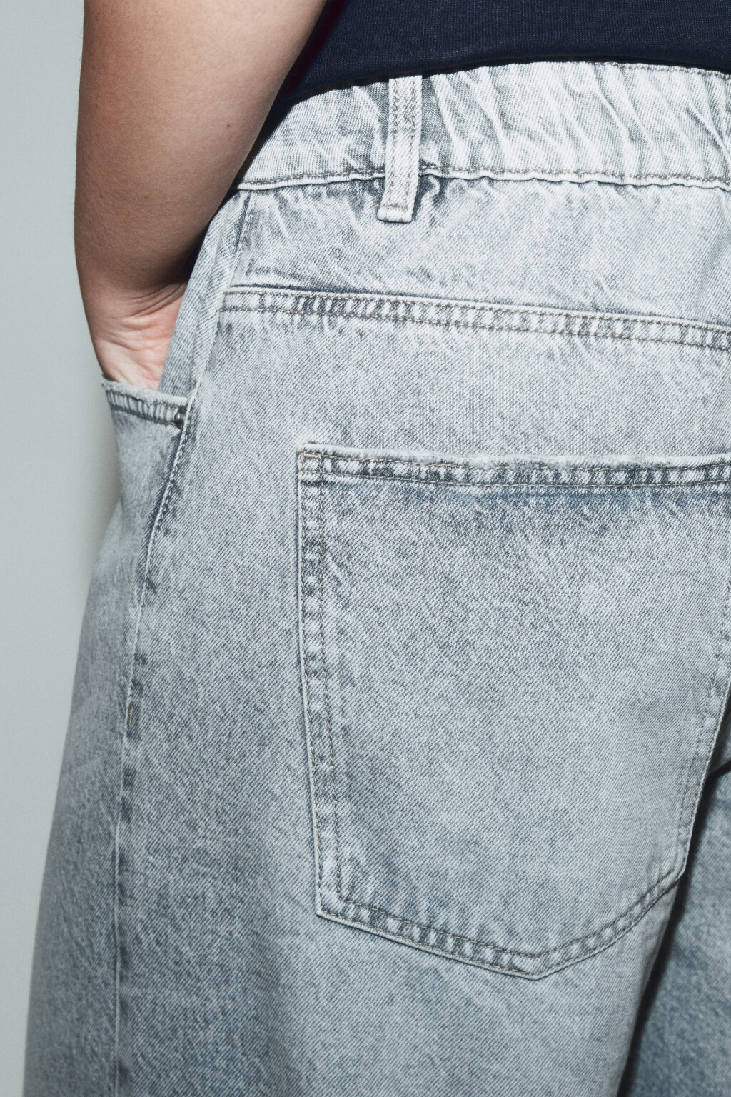 Джинсы широкие с высокой посадкой - цвет серый - 6