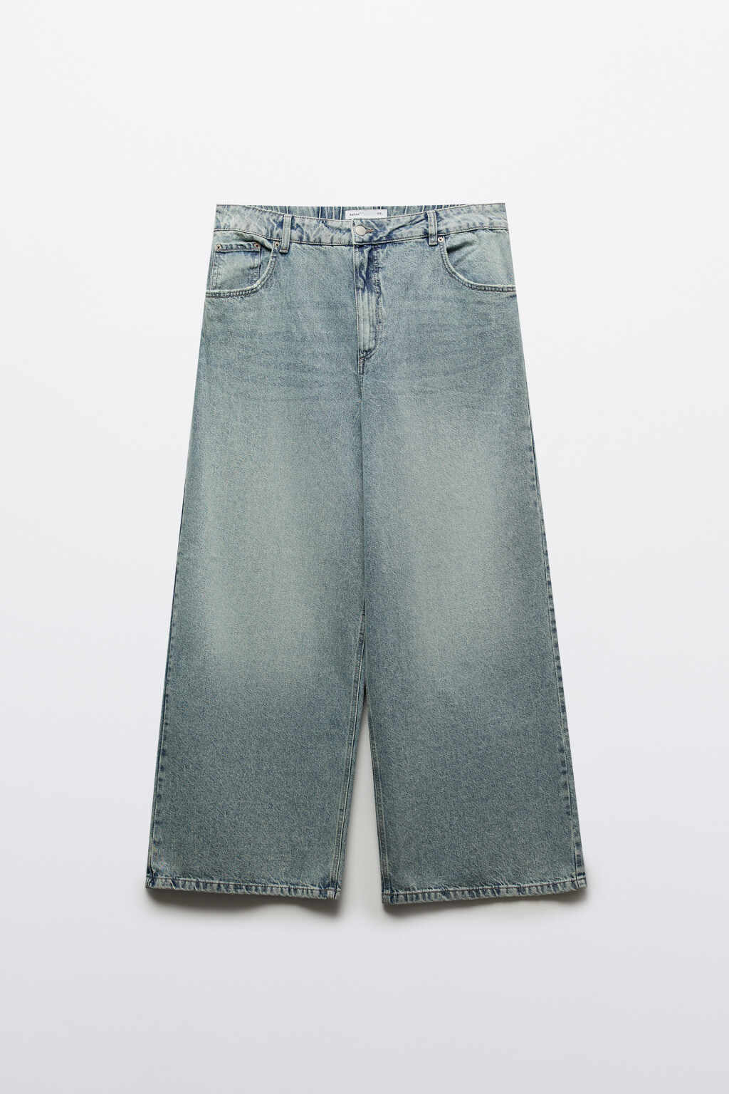 Джинсы широкие с высокой посадкой - цвет синий - 1