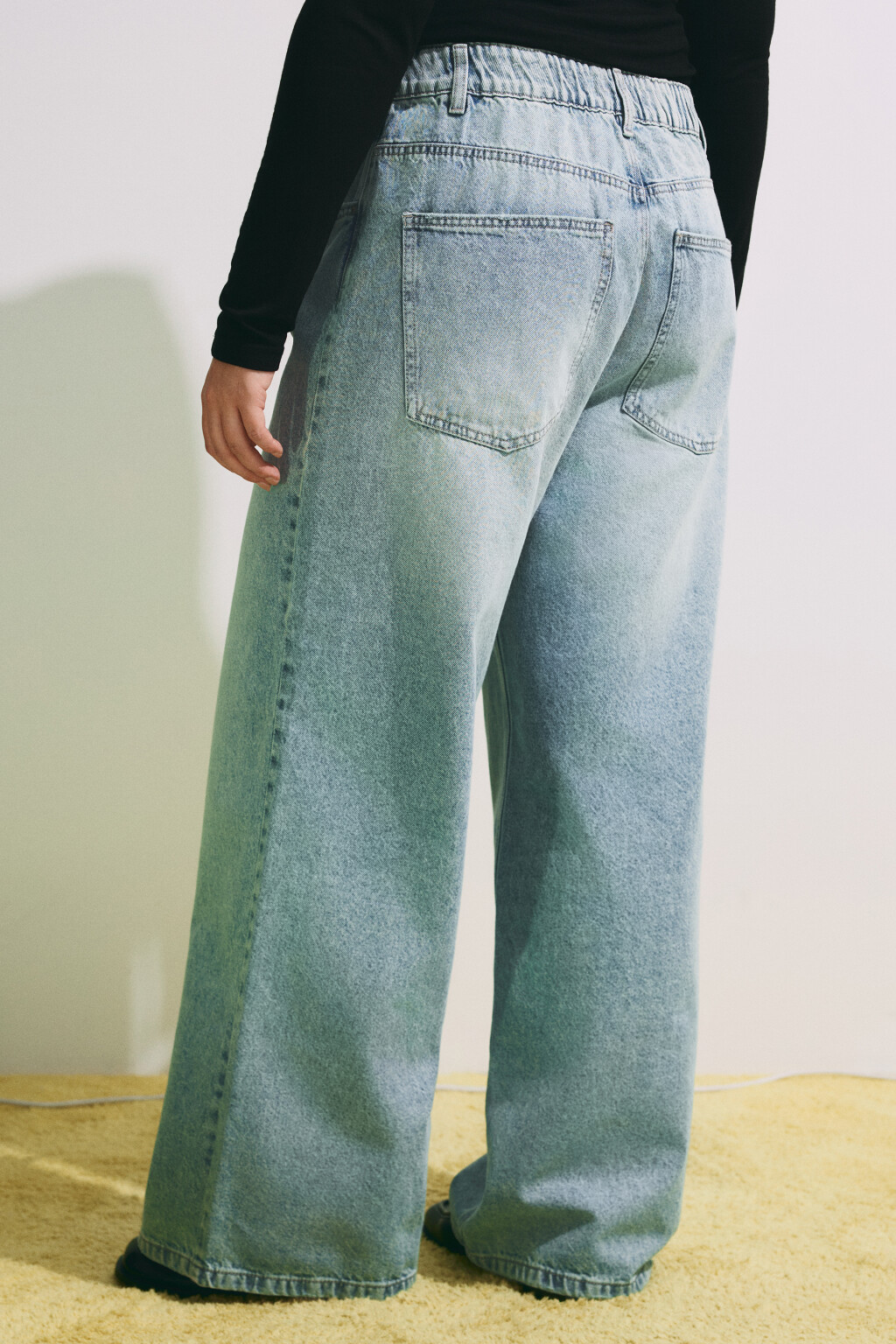 Джинсы широкие с высокой посадкой - цвет синий - 4