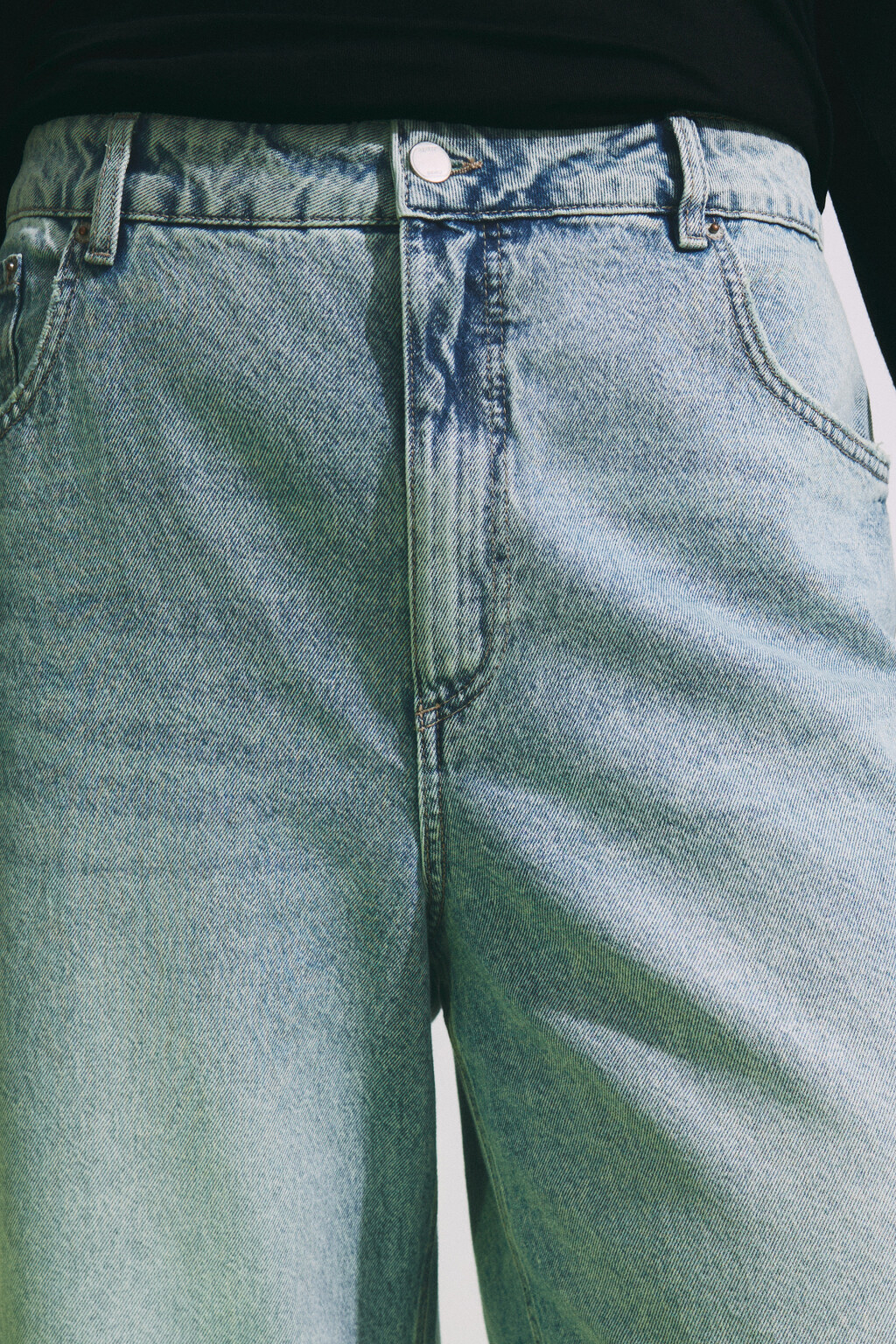 Джинсы широкие с высокой посадкой - цвет синий - 6