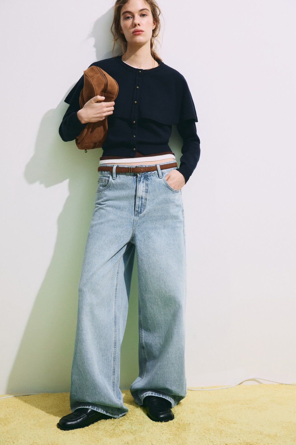 Джинсы baggy fit со средней посадкой - цвет голубой - 1