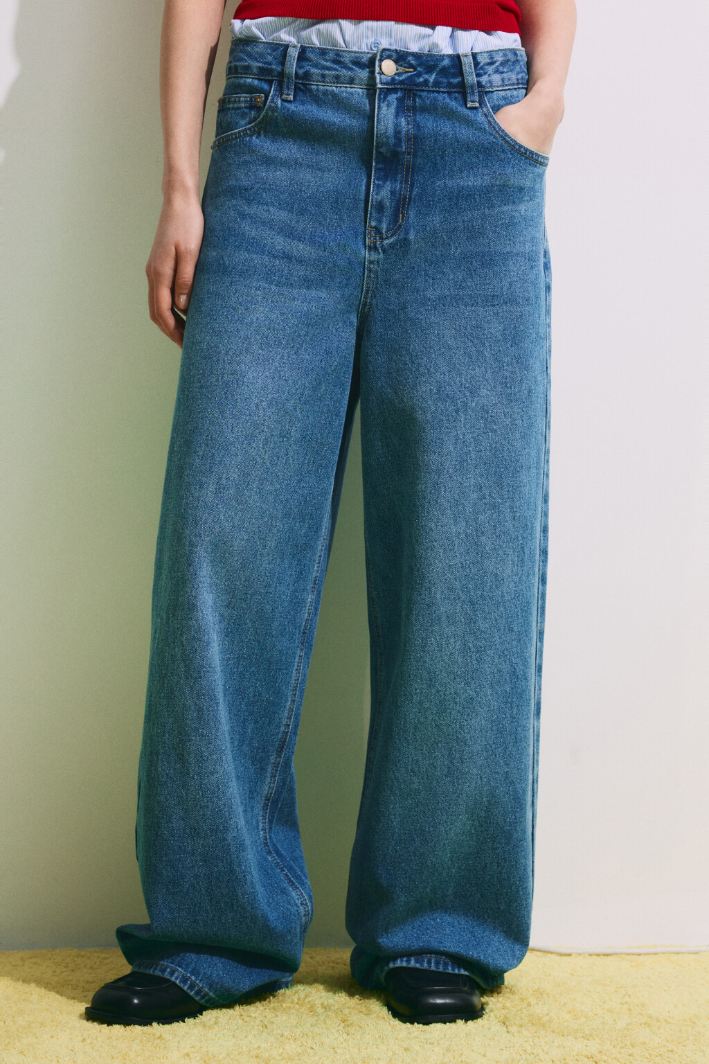 Джинсы baggy fit со средней посадкой - цвет голубой - 3