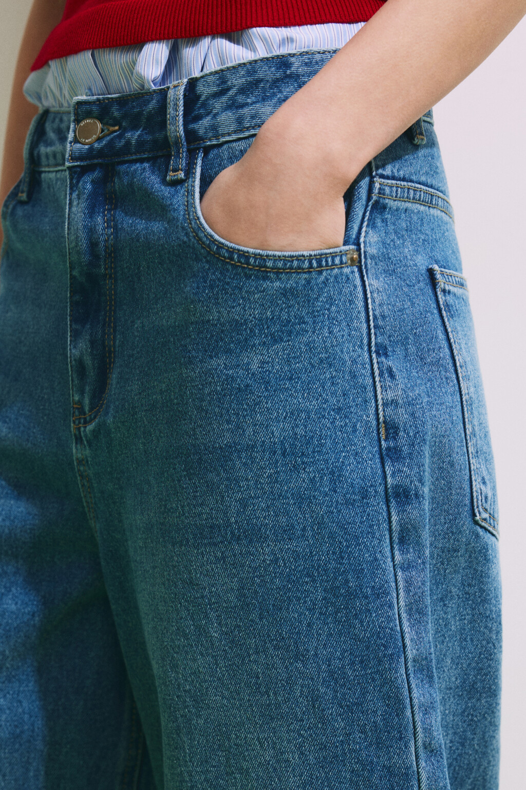 Джинсы baggy fit со средней посадкой - цвет голубой - 6