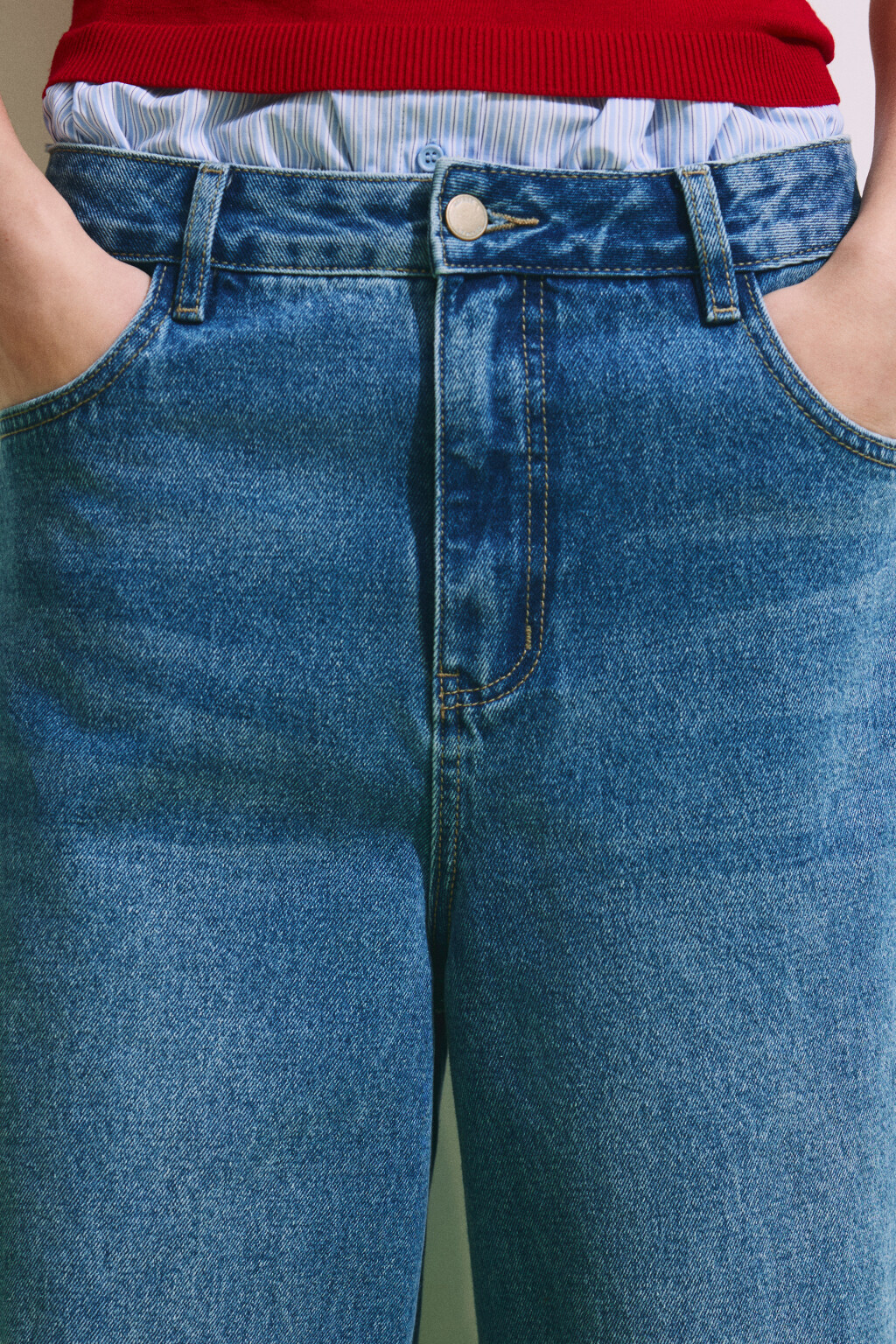 Джинсы baggy fit со средней посадкой - цвет голубой - 7