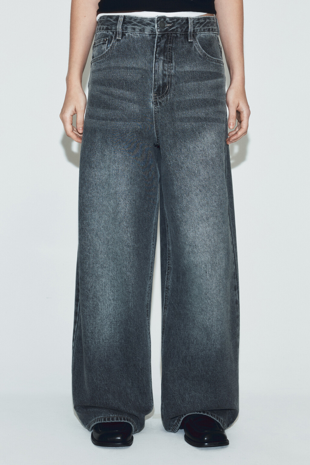 Джинсы baggy fit со средней посадкой - цвет серый - 2
