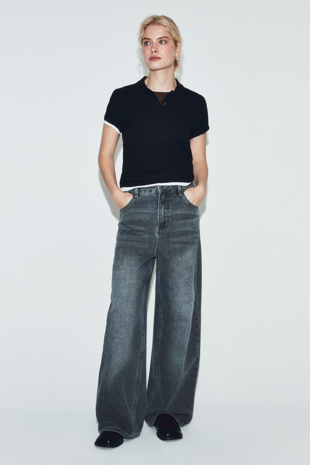 Джинсы baggy fit со средней посадкой - цвет серый - 5