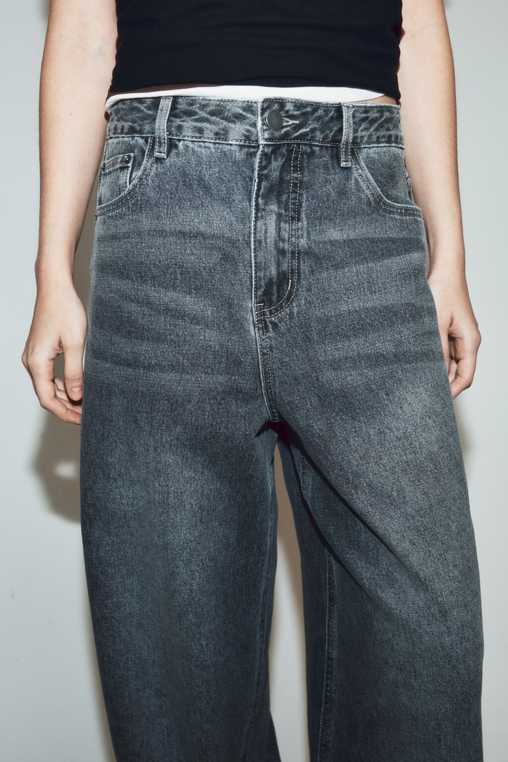 Джинсы baggy fit со средней посадкой - цвет серый - 6