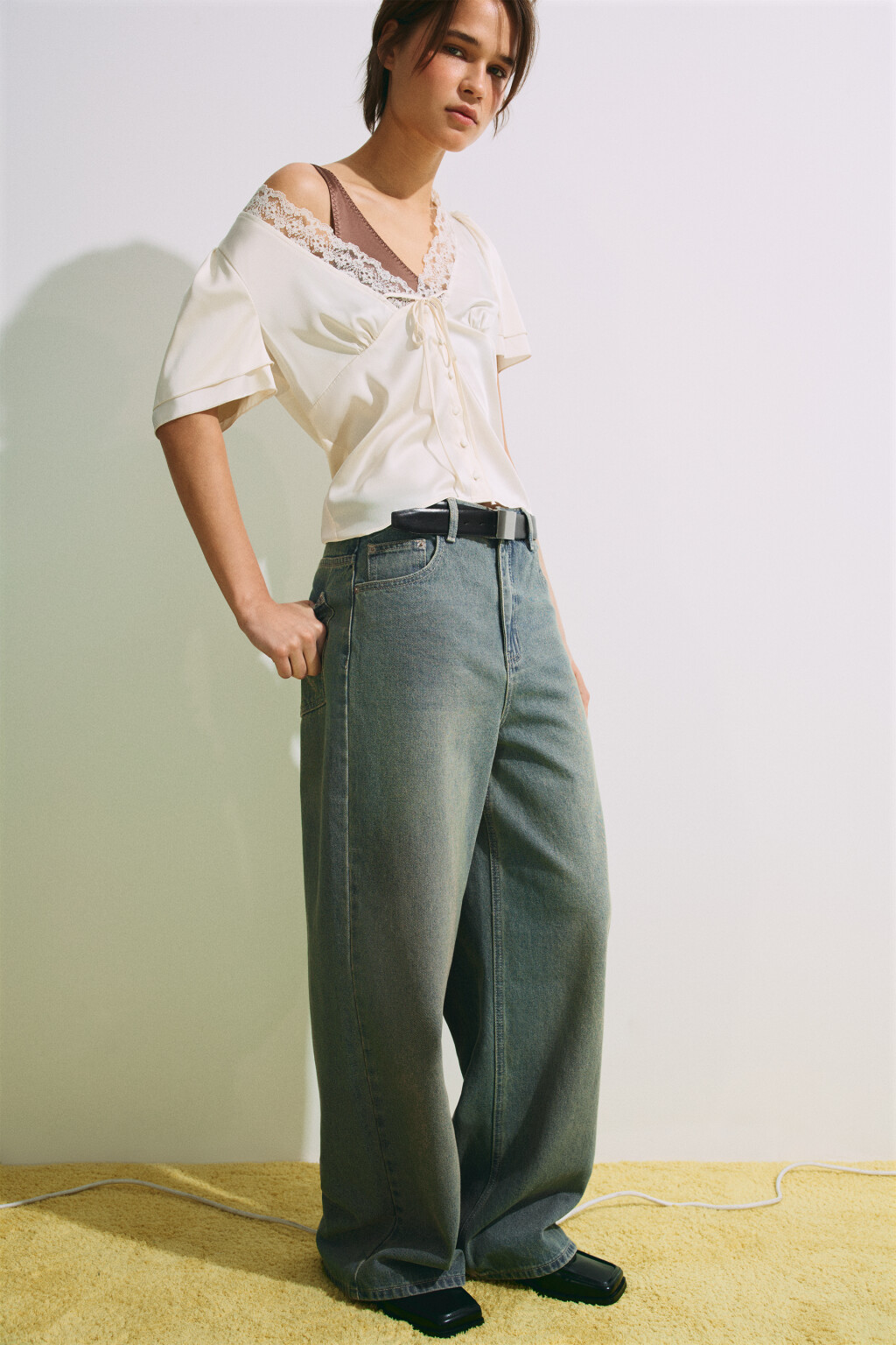 Джинсы baggy fit со средней посадкой - цвет синий - 1