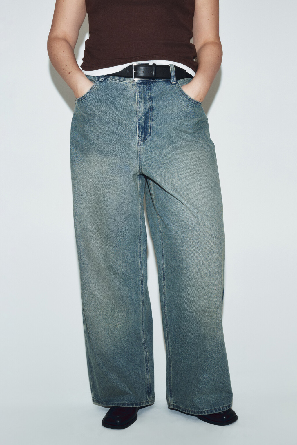 Джинсы baggy fit со средней посадкой - цвет синий - 1