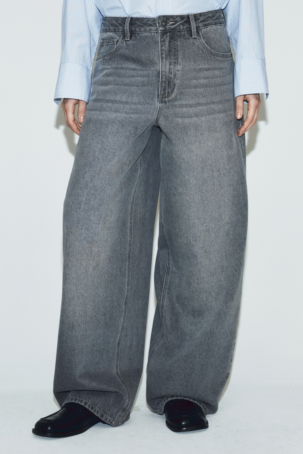 Джинсы baggy fit со средней посадкой - цвет серый - 3