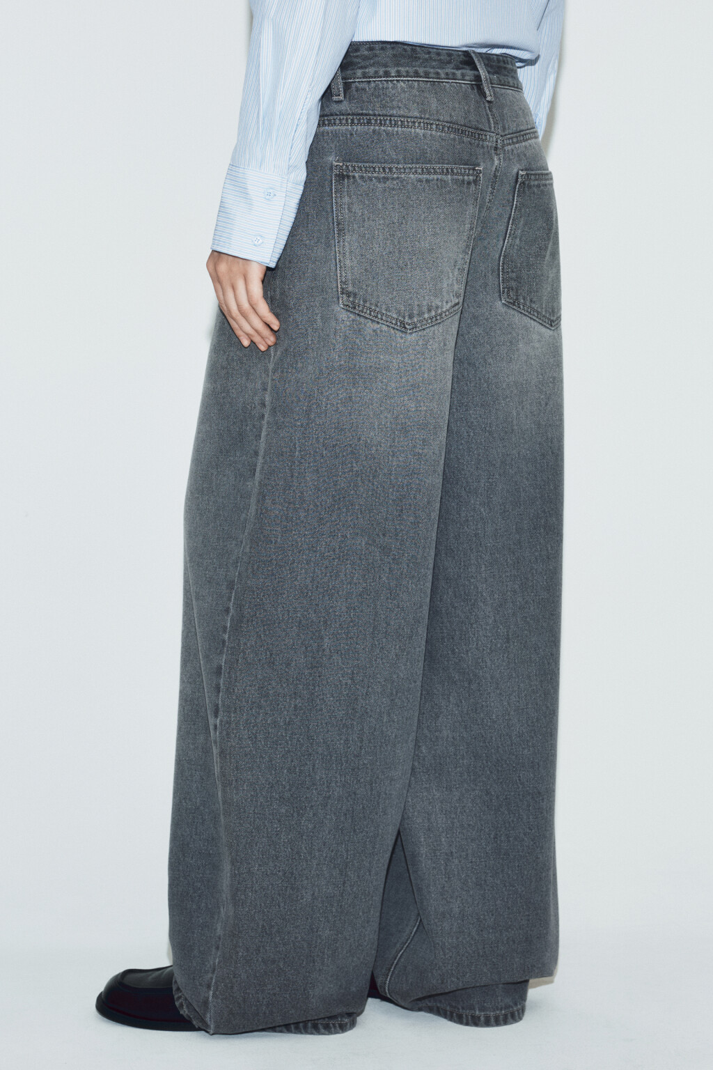 Джинсы baggy fit со средней посадкой - цвет серый - 5