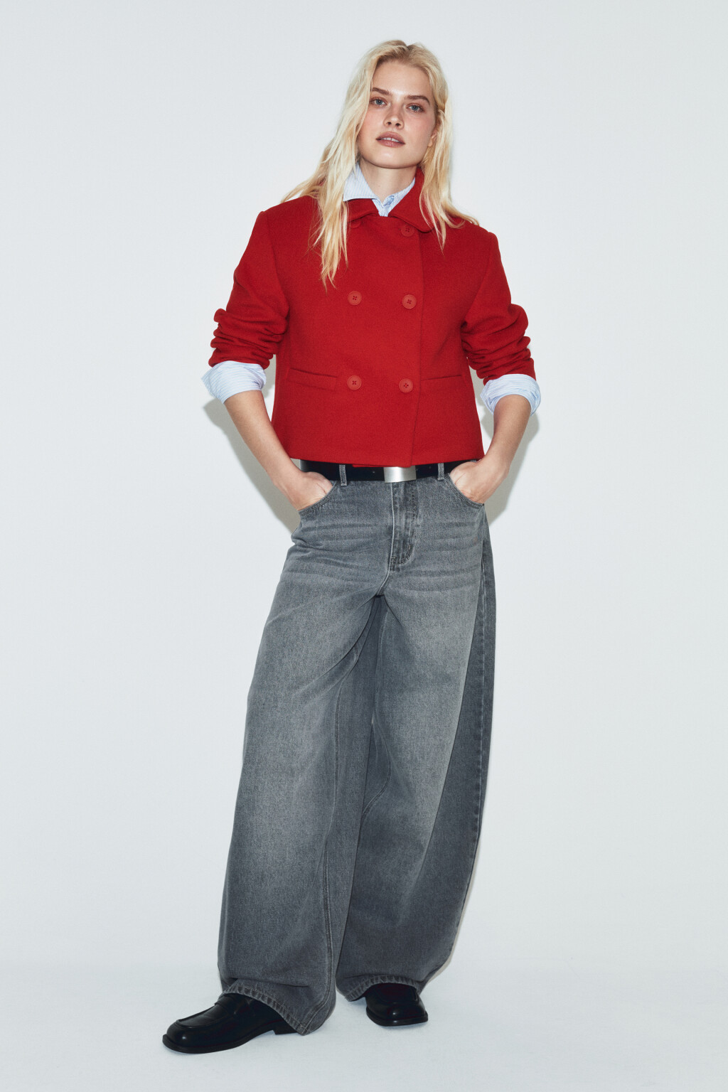 Джинсы baggy fit со средней посадкой - цвет серый - 6