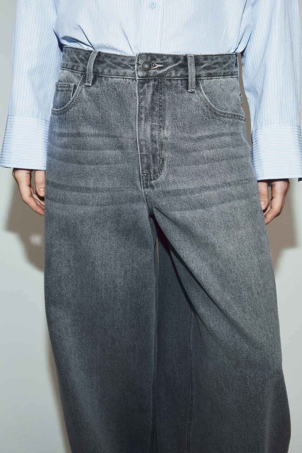 Джинсы baggy fit со средней посадкой - цвет серый - 8