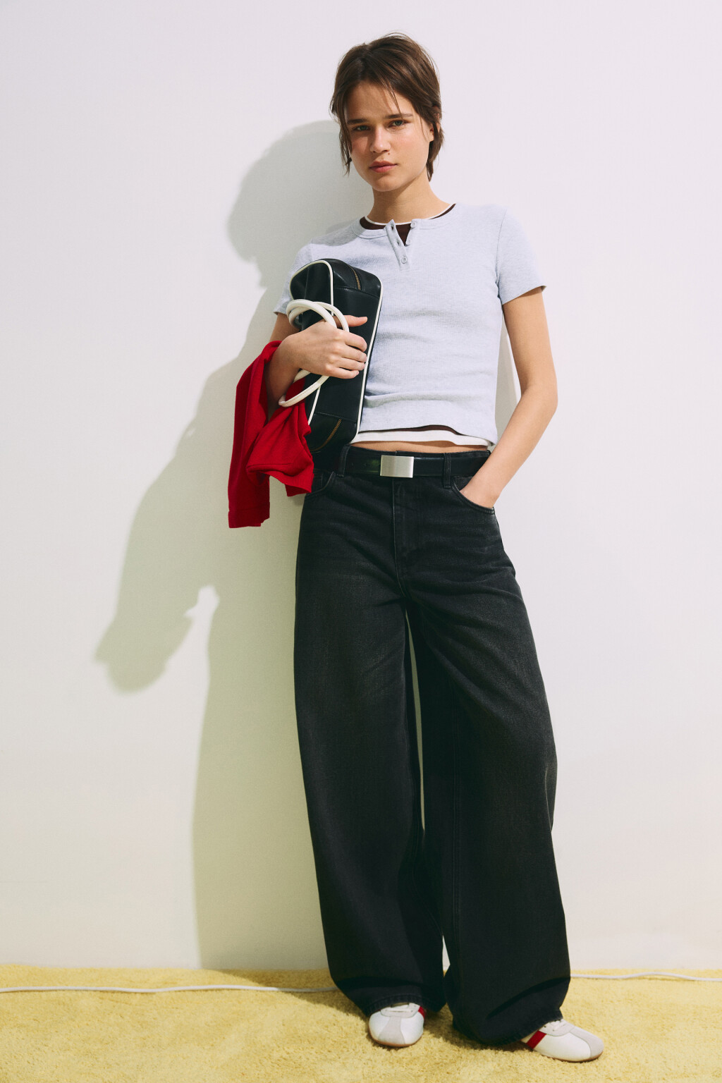 Джинсы baggy fit со средней посадкой - цвет черный - 2