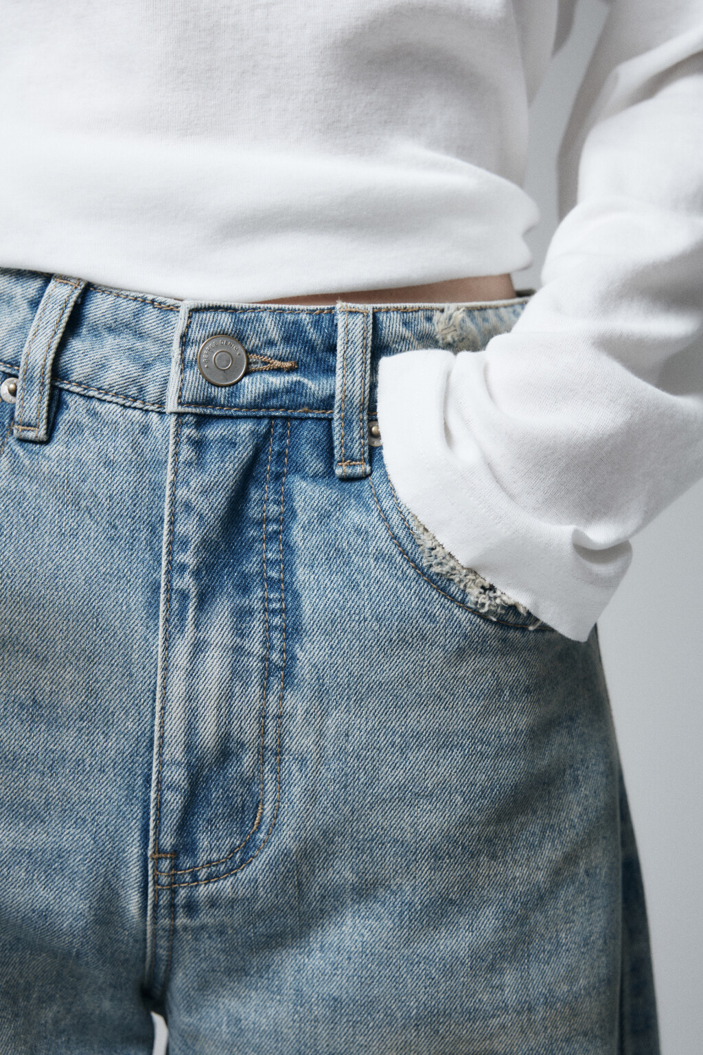 Джинсы barrel fit рваные с эффектом грязи - цвет синий - 8