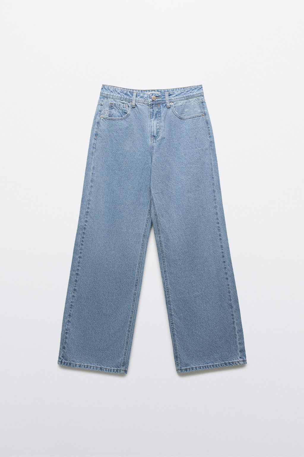 Джинсы straight fit со средней посадкой и вставками - цвет голубой - 8