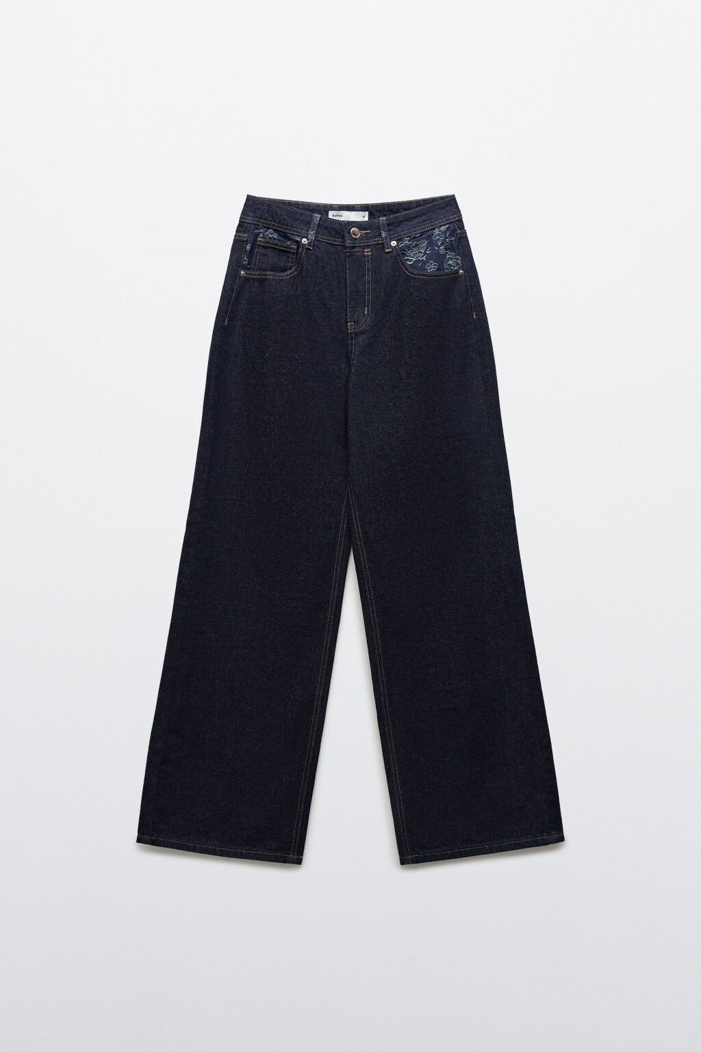 Джинсы straight fit со средней посадкой и вставками - цвет синий - 8