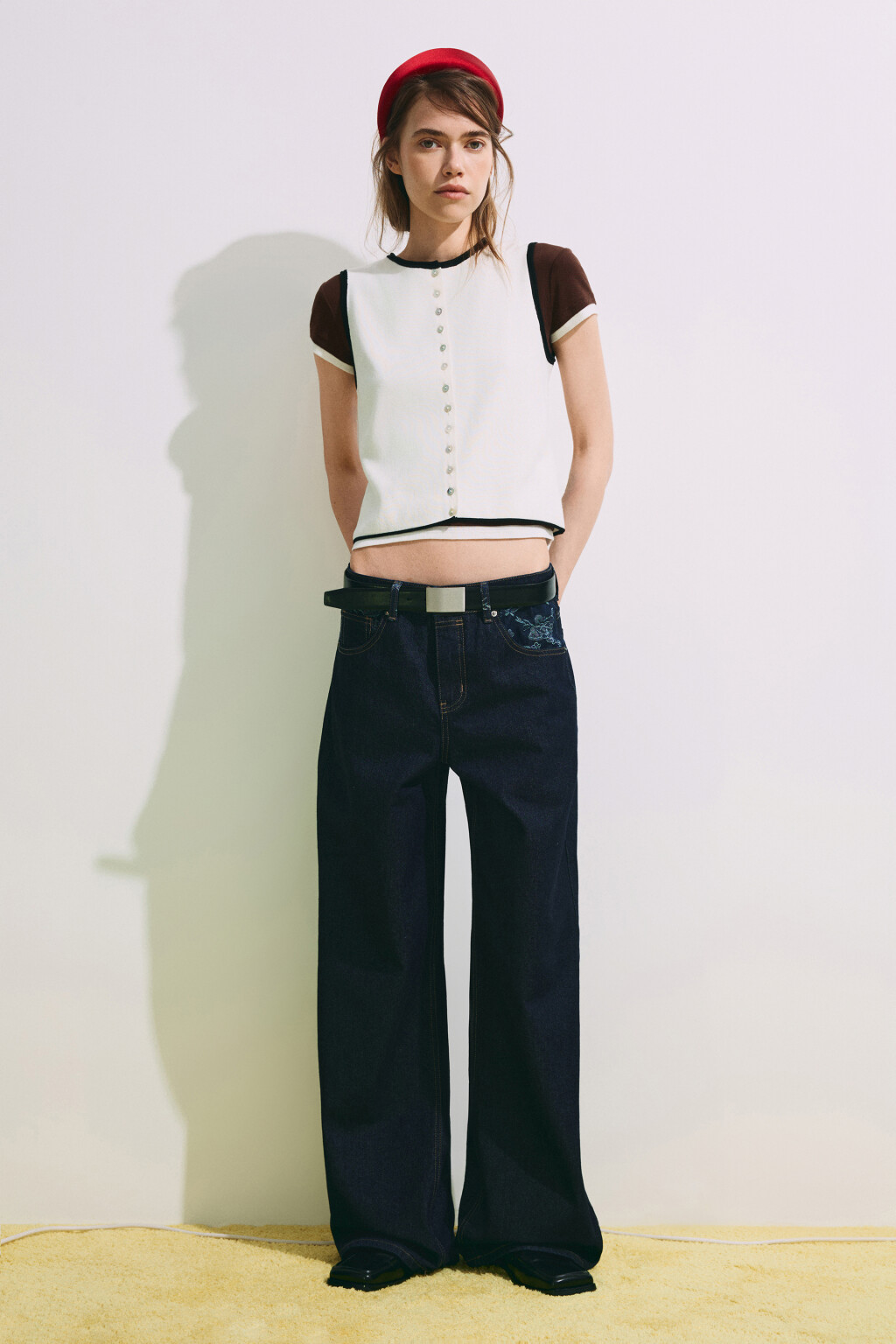 Джинсы straight fit со средней посадкой и вставками - цвет синий - 4