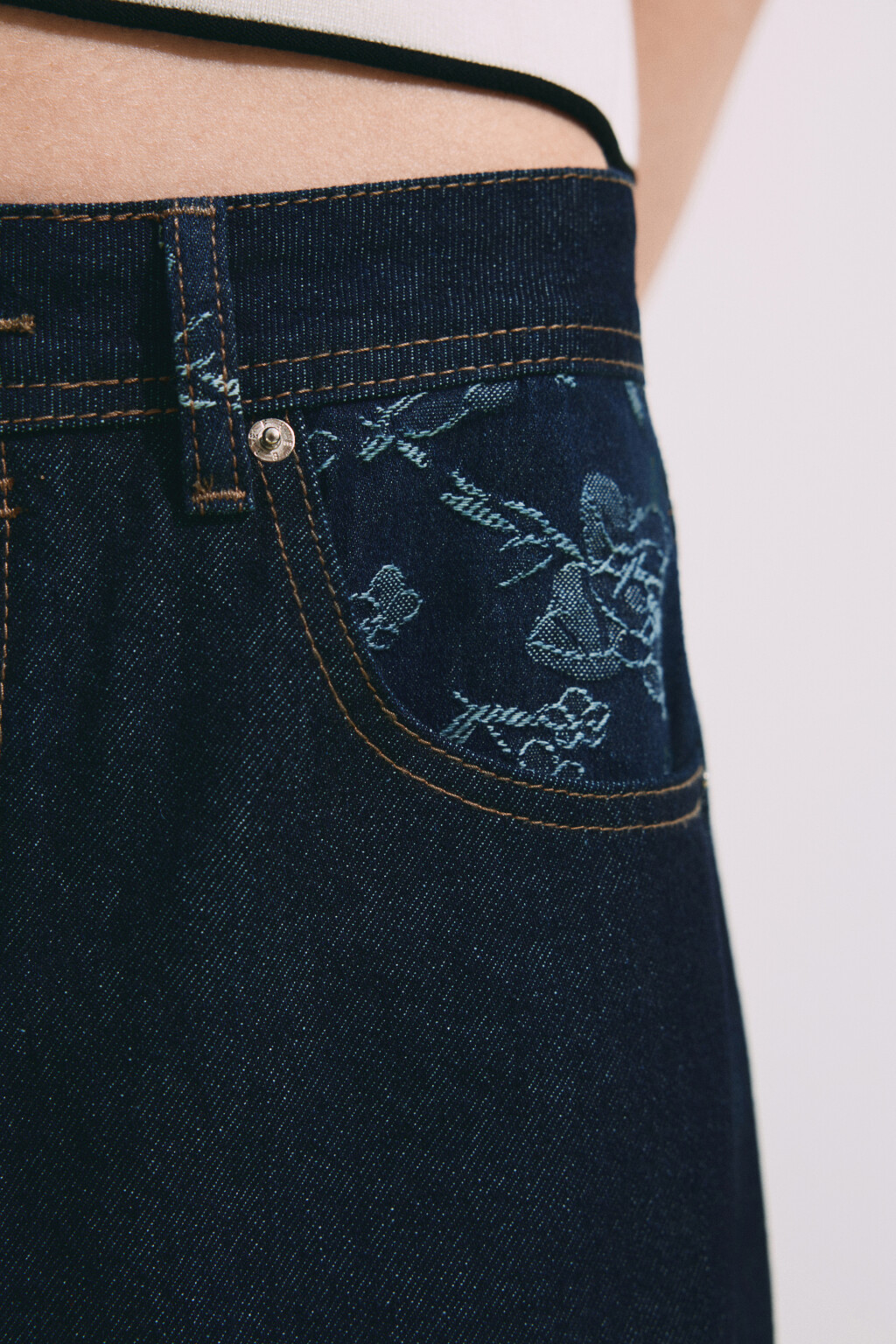 Джинсы straight fit со средней посадкой и вставками - цвет синий - 6