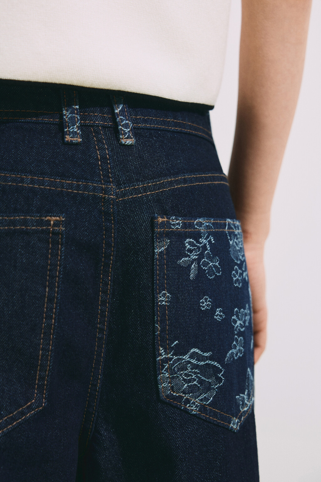 Джинсы straight fit со средней посадкой и вставками - цвет синий - 7