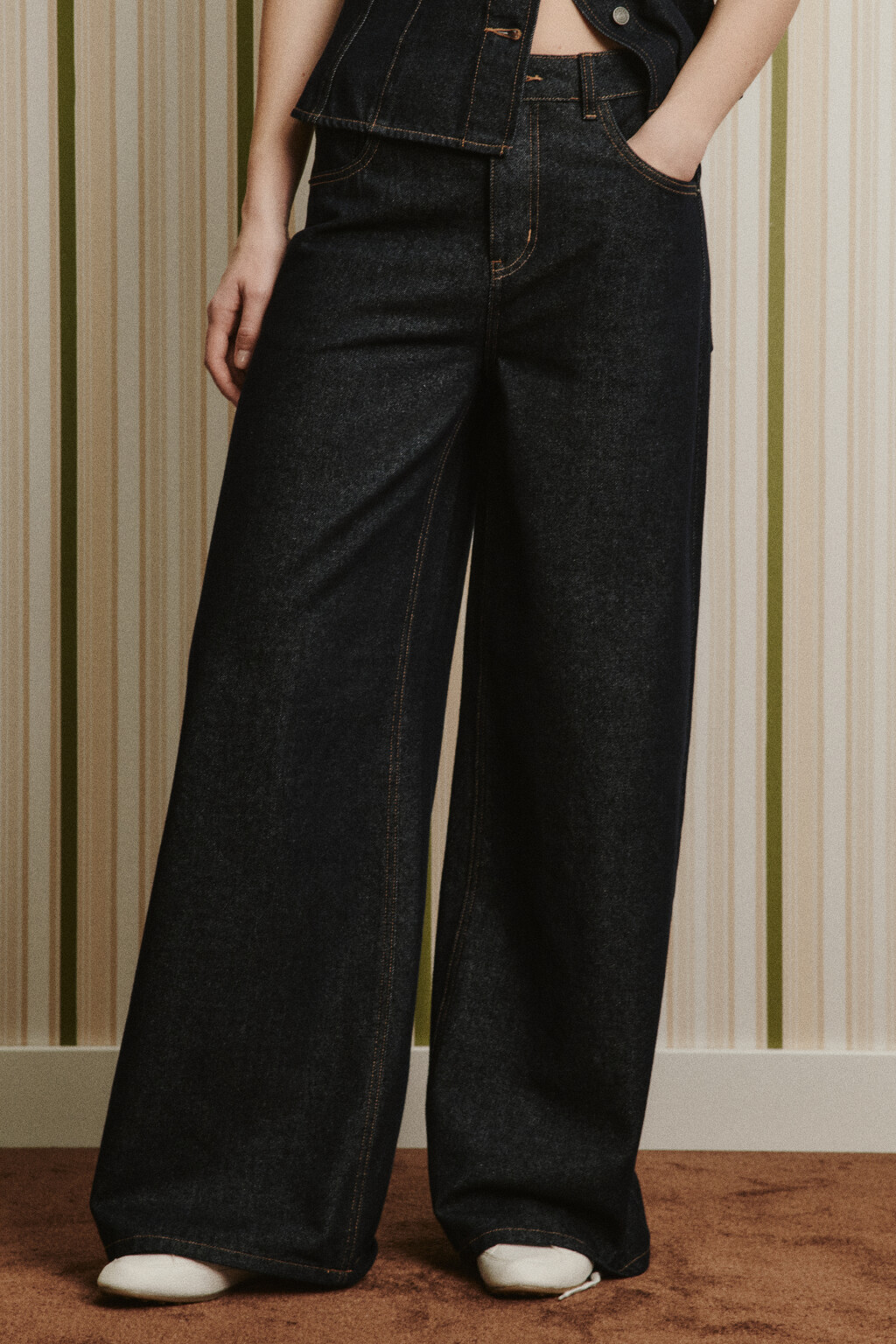 Джинсы wide leg со средней посадкой - цвет синий - 3