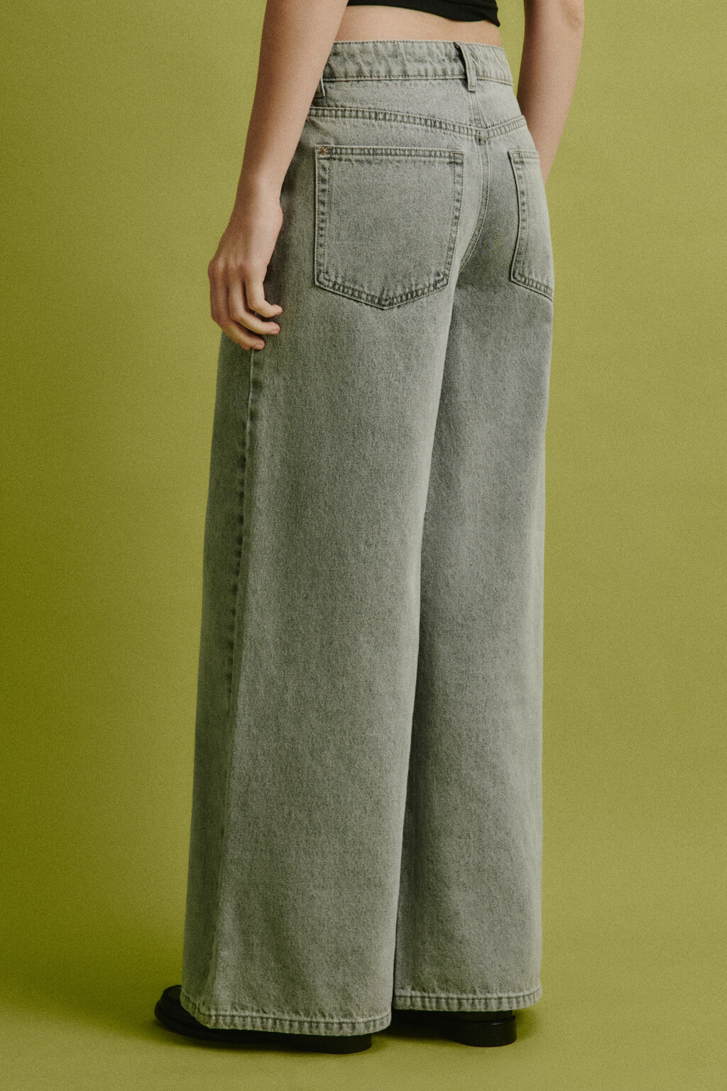 Джинсы wide leg со средней посадкой - цвет серый - 3