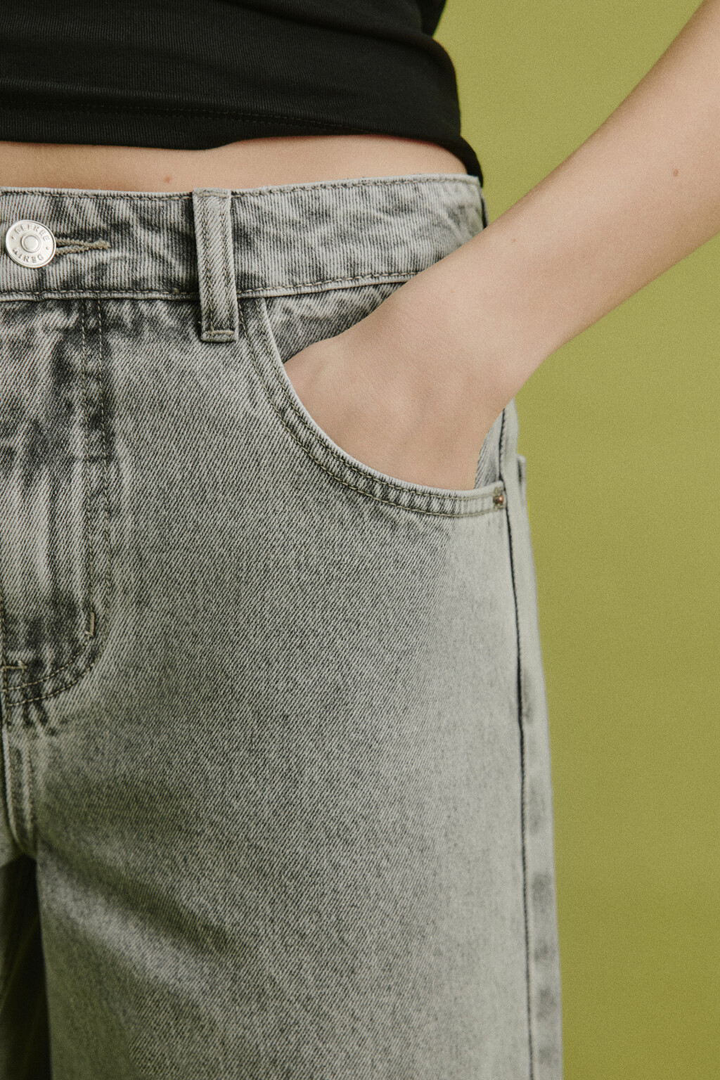 Джинсы wide leg со средней посадкой - цвет серый - 6