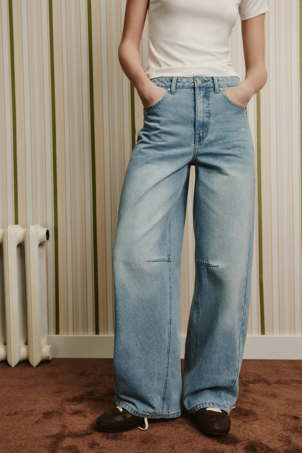 Джинсы barrel fit с декоративными швами - цвет голубой - 1