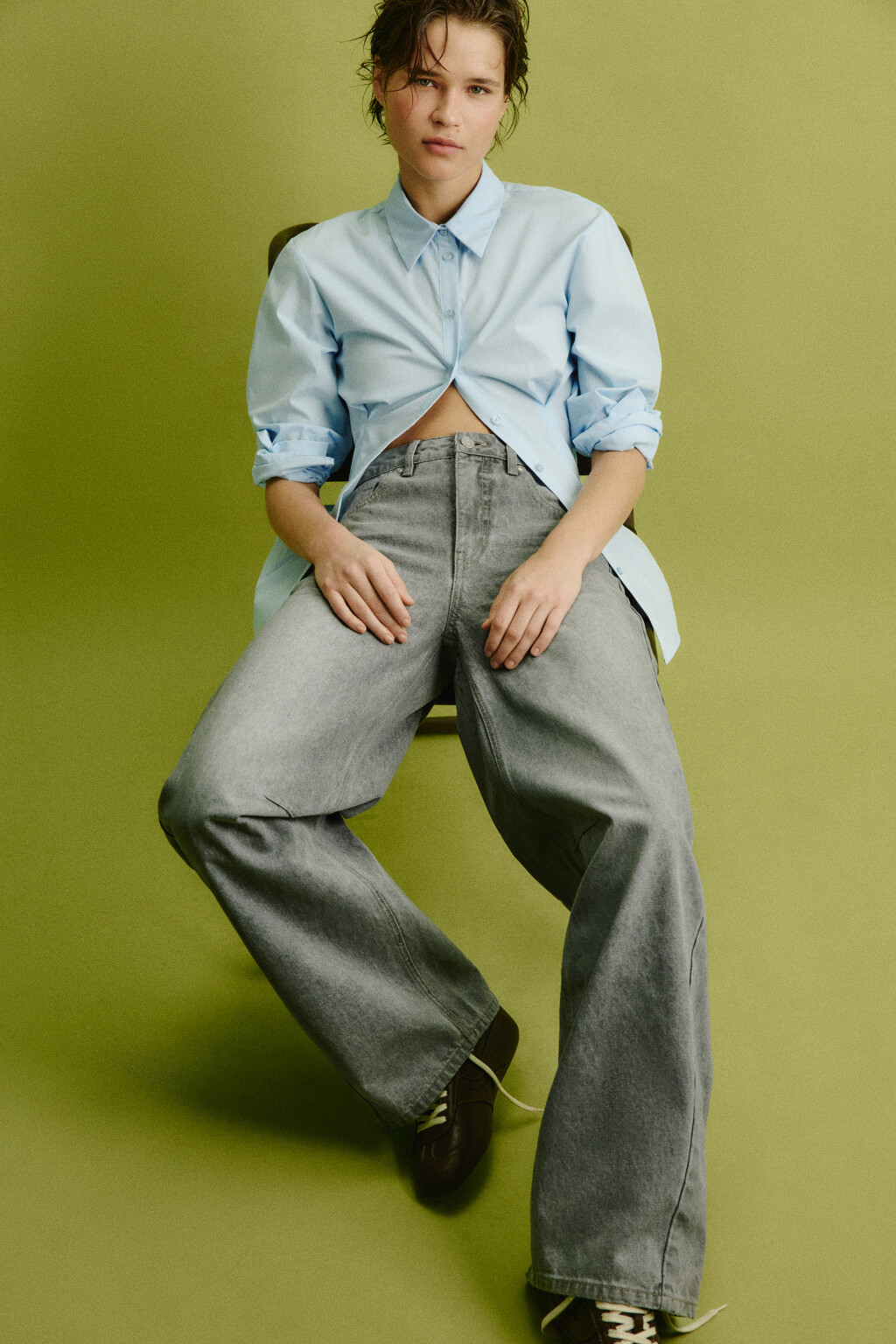 Джинсы barrel fit с декоративными швами - цвет серый - 1