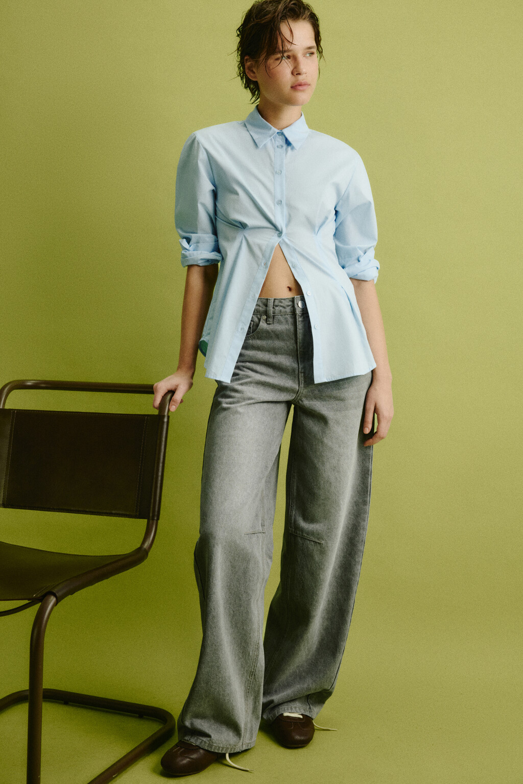 Джинсы barrel fit с декоративными швами - цвет серый - 2