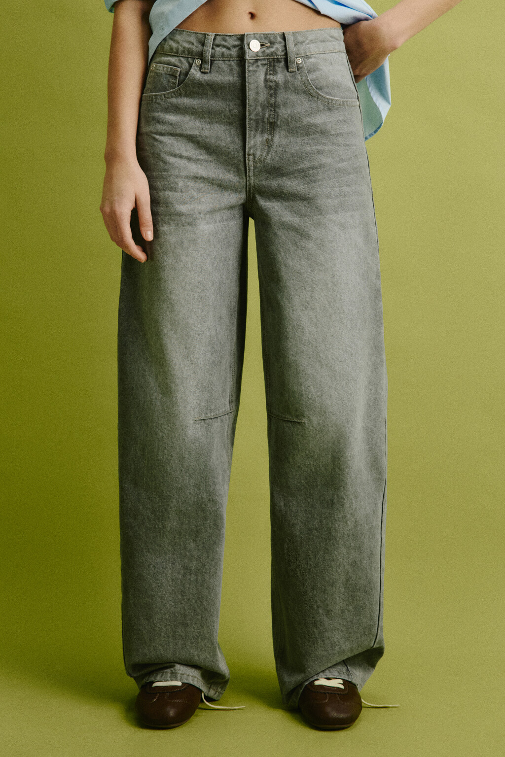 Джинсы barrel fit с декоративными швами - цвет серый - 3