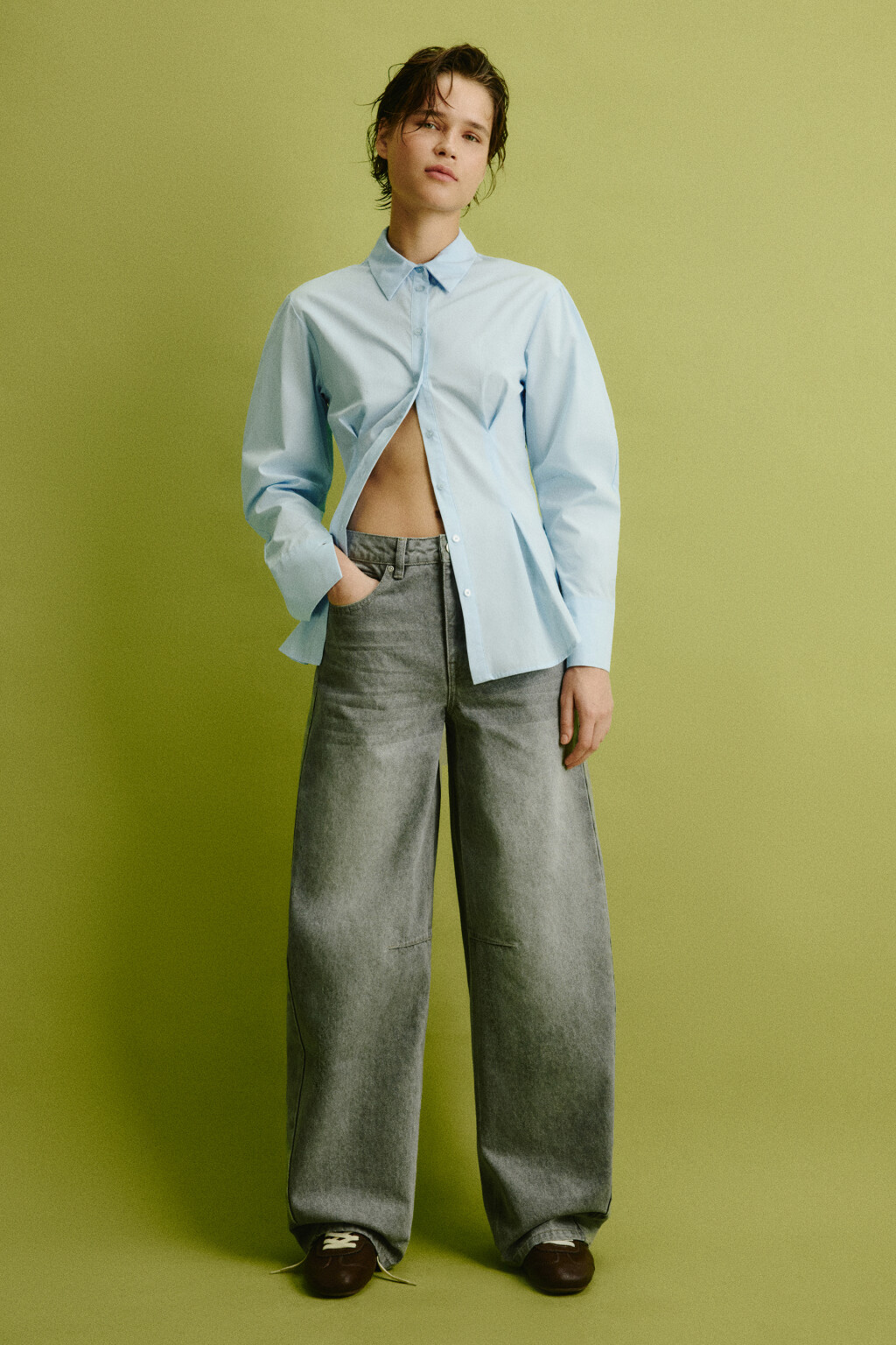 Джинсы barrel fit с декоративными швами - цвет серый - 5