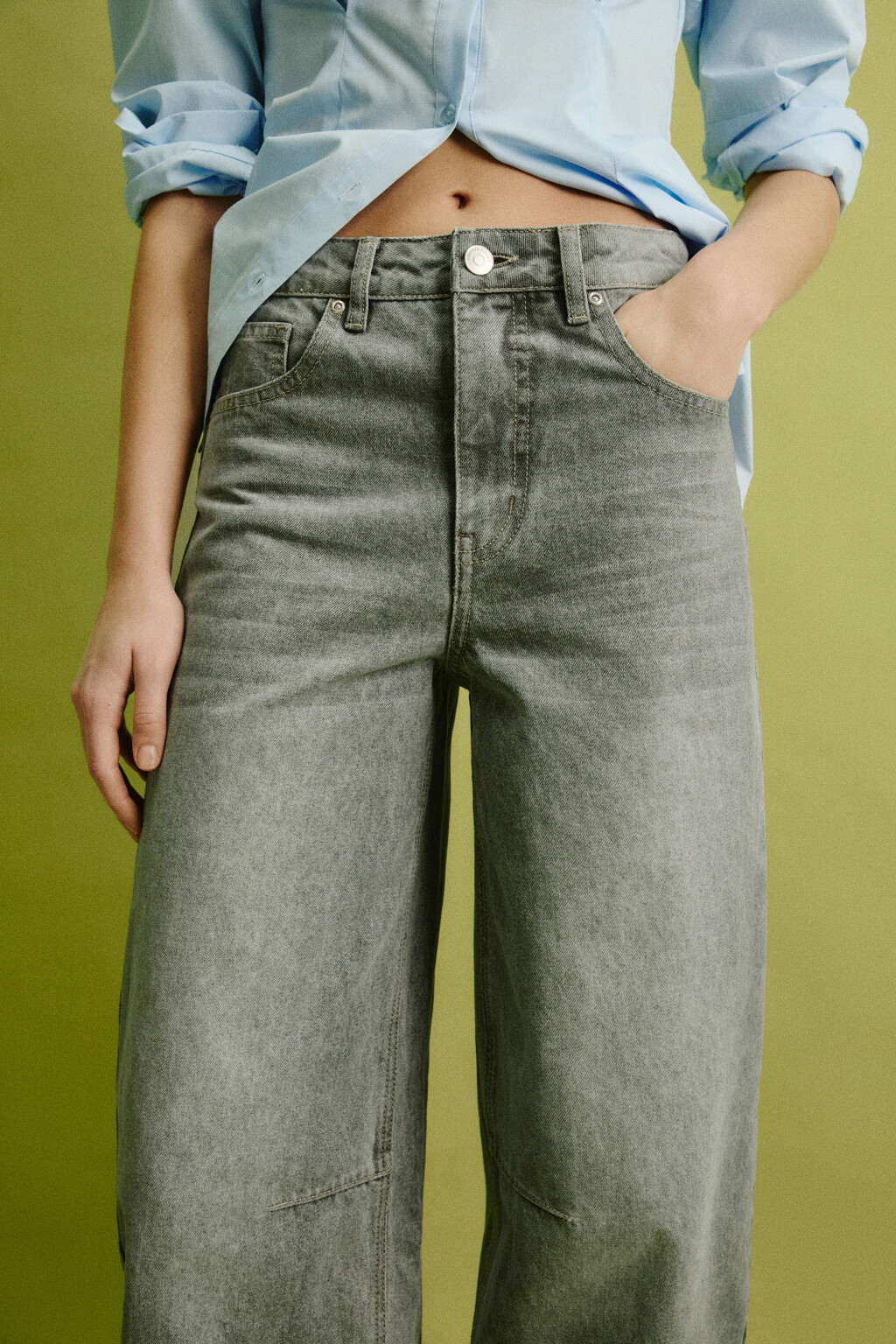 Джинсы barrel fit с декоративными швами - цвет серый - 6