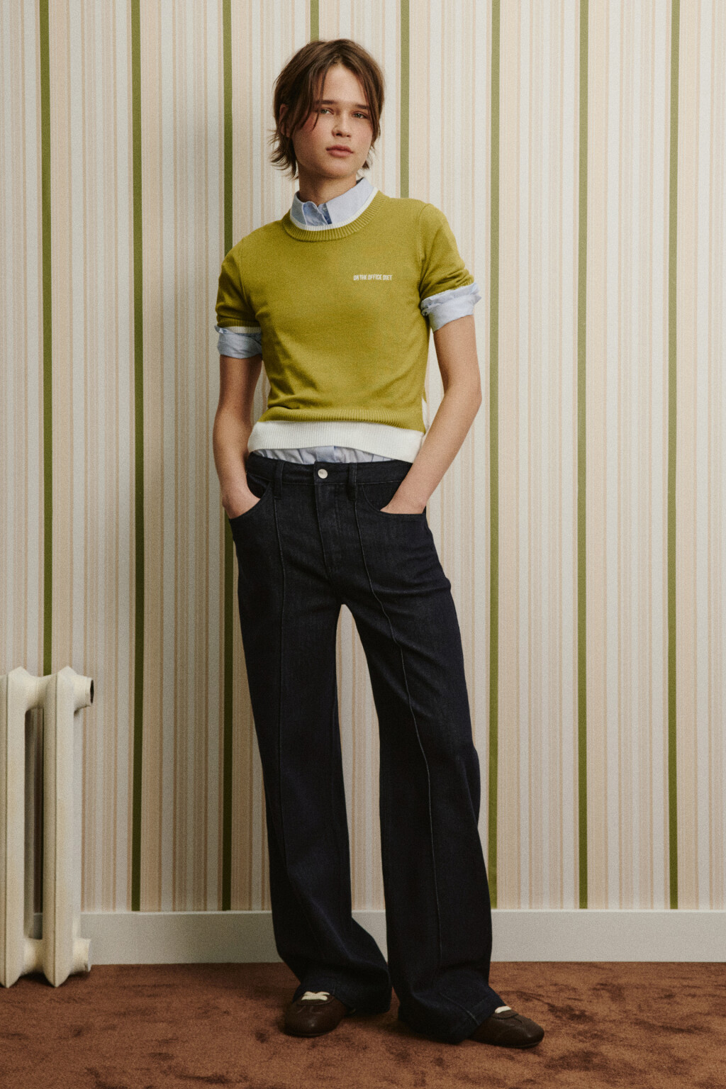 Джинсы straight fit с декоративными швами - цвет синий - 5