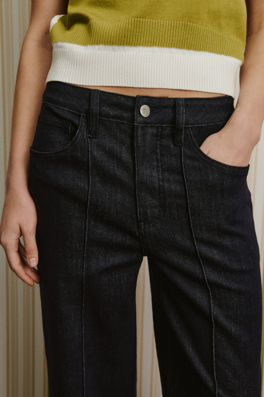 Джинсы straight fit с декоративными швами - цвет синий - 6