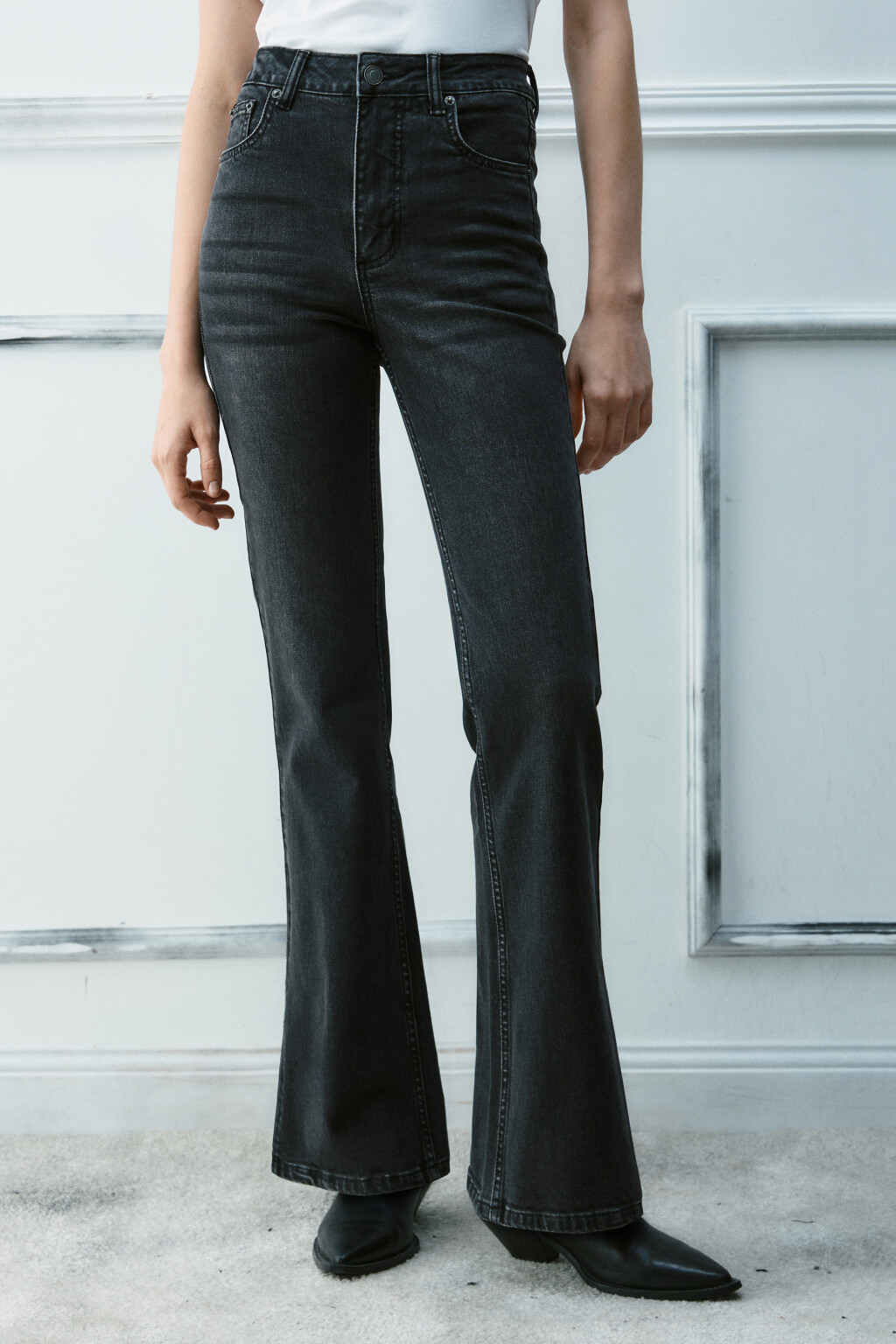 Джинсы клеш со средней посадкой - цвет серый - 2