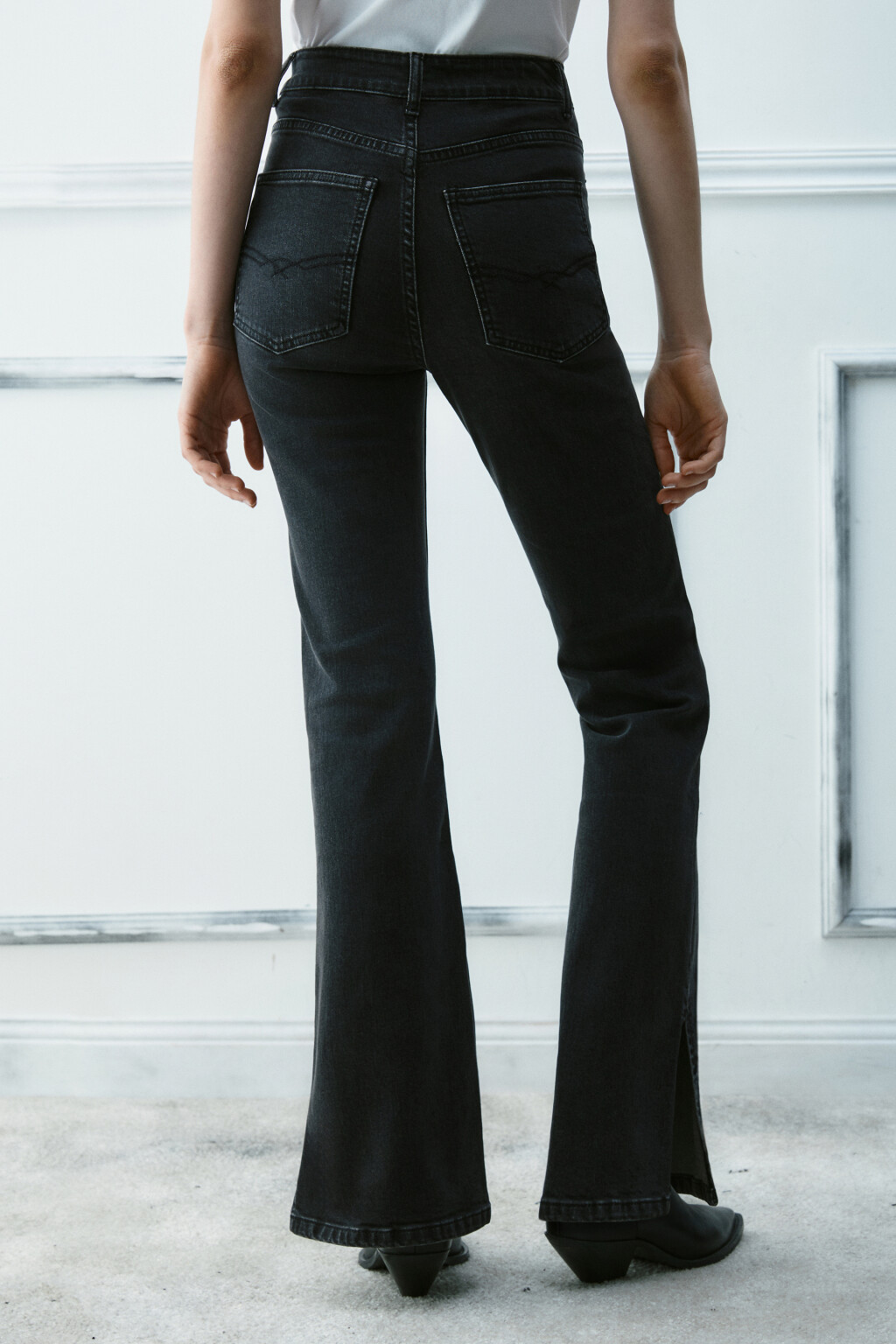 Джинсы клеш со средней посадкой - цвет серый - 3