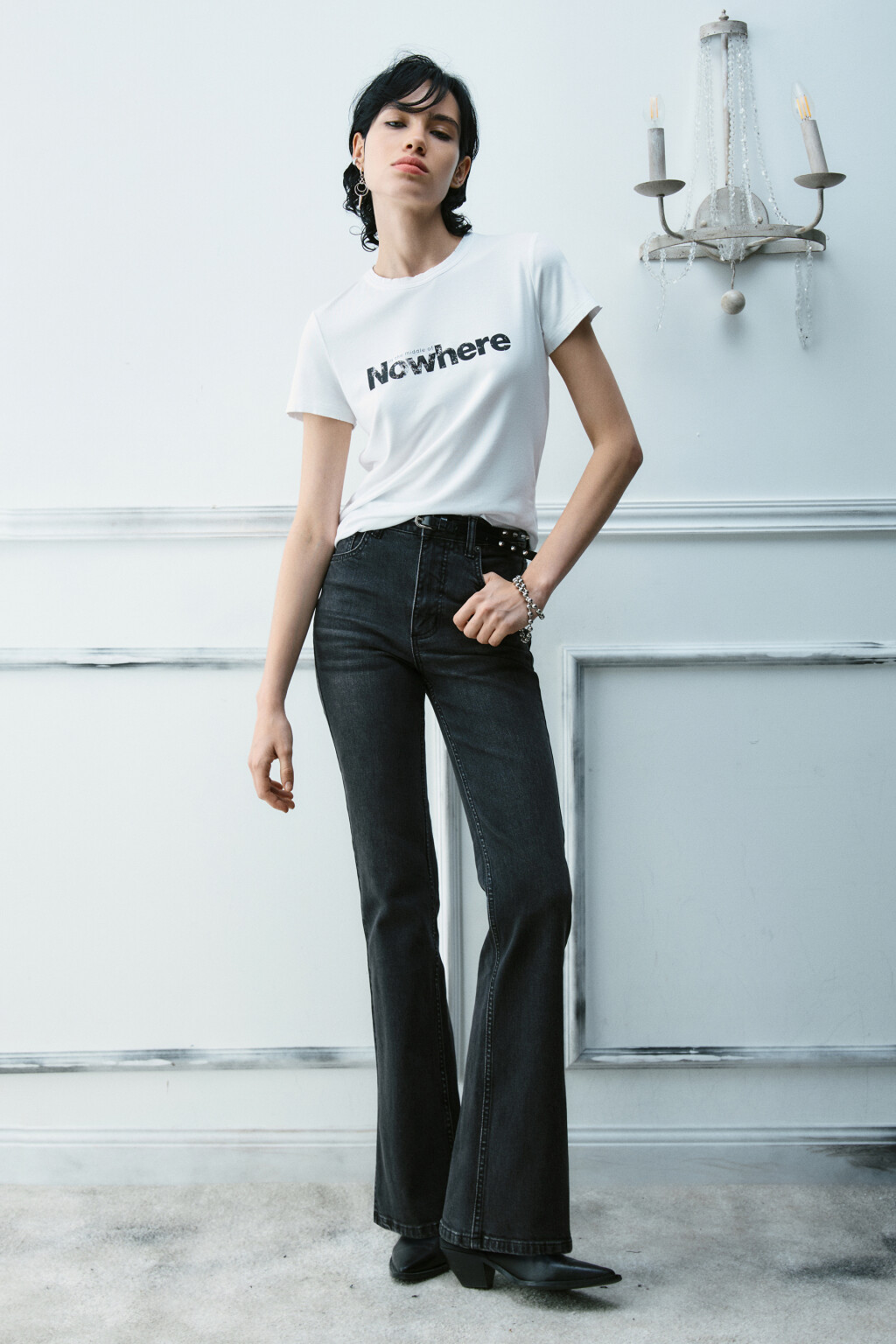 Джинсы клеш со средней посадкой - цвет серый - 4