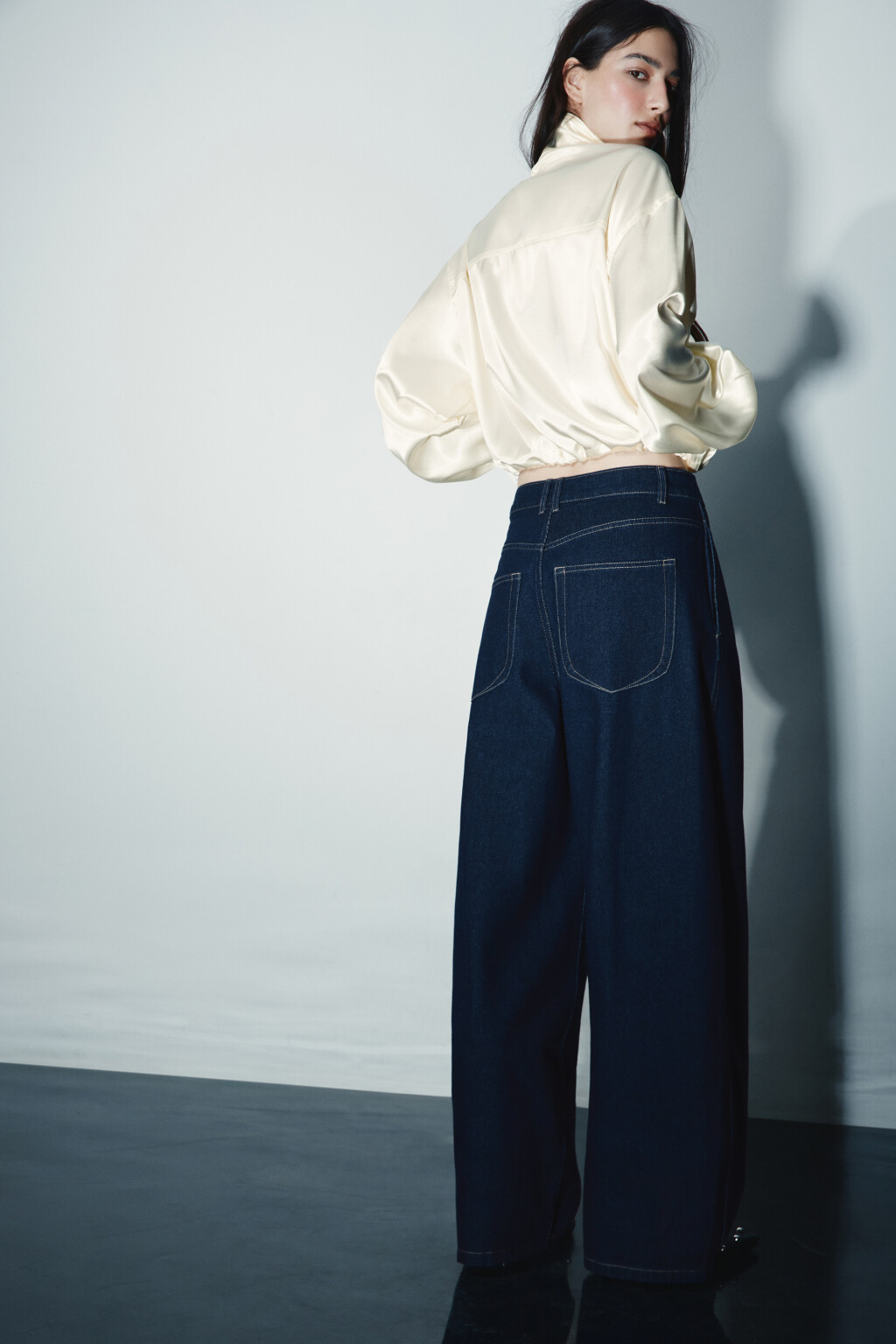 Джинсы baggy fit с высокой посадкой - цвет синий - 3