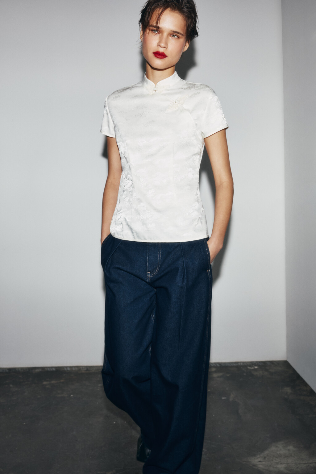 Джинсы baggy fit с высокой посадкой - цвет синий - 2