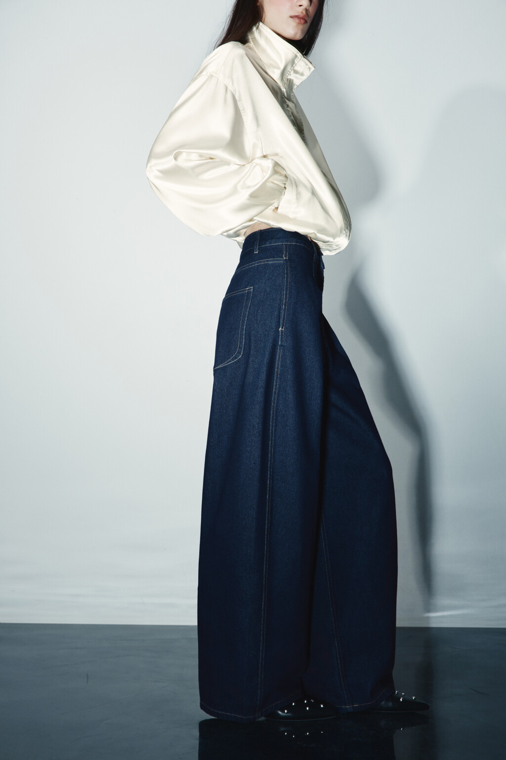 Джинсы baggy fit с высокой посадкой - цвет синий - 4