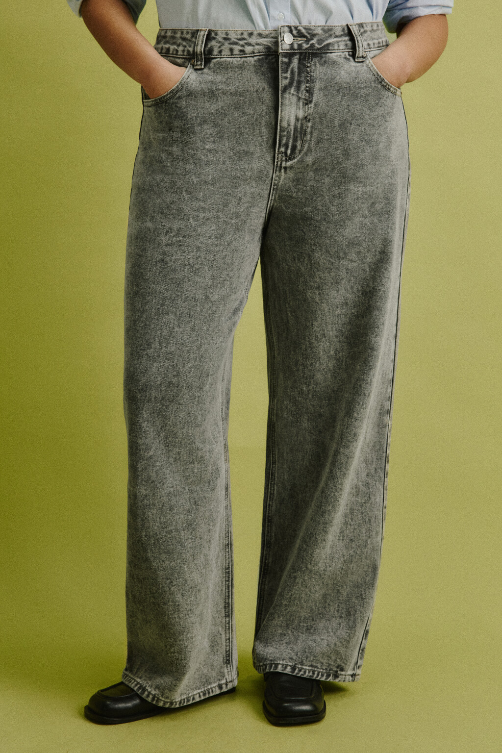 Джинсы straight fit со средней посадкой - цвет серый - 2