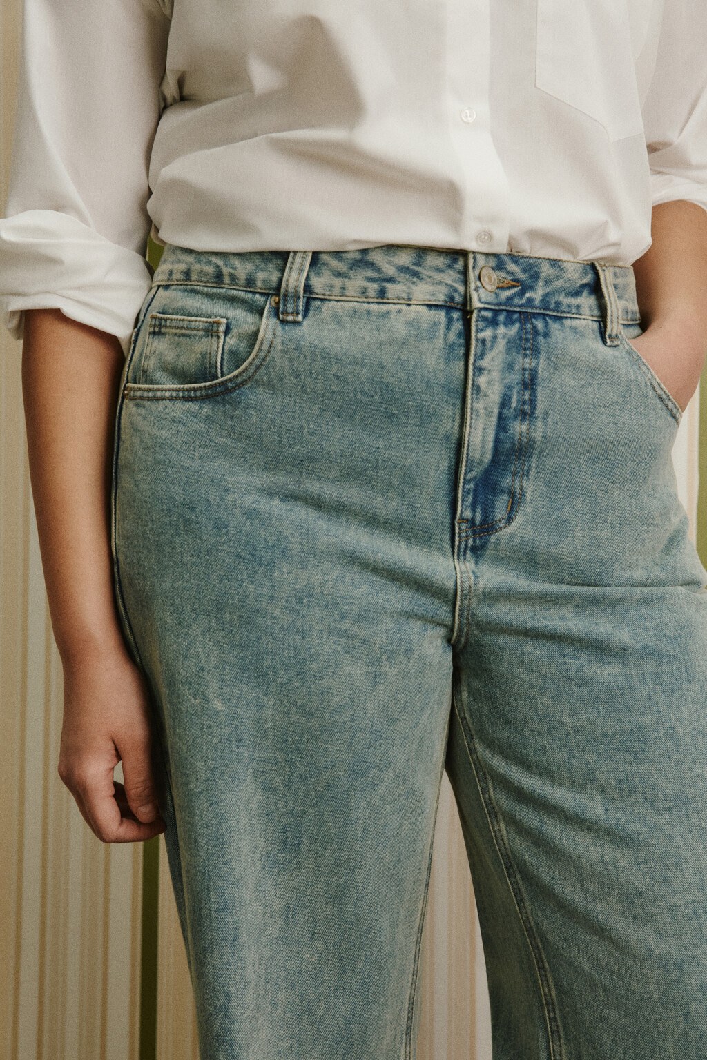 Джинсы straight fit со средней посадкой - цвет синий - 5