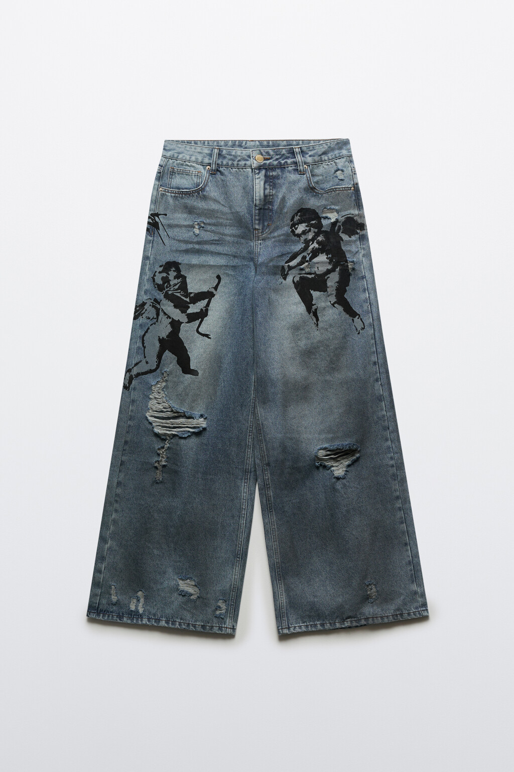 Джинсы baggy fit со средней посадкой рваные - цвет синий - 7