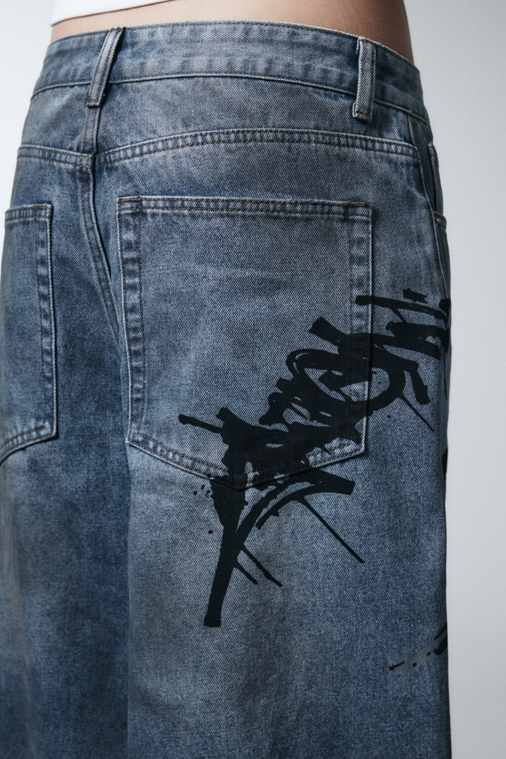 Джинсы baggy fit со средней посадкой рваные - цвет синий - 6