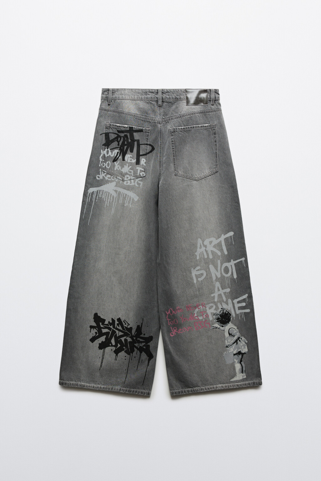 Джинсы baggy fit со средней посадкой и принтом - цвет серый - 11