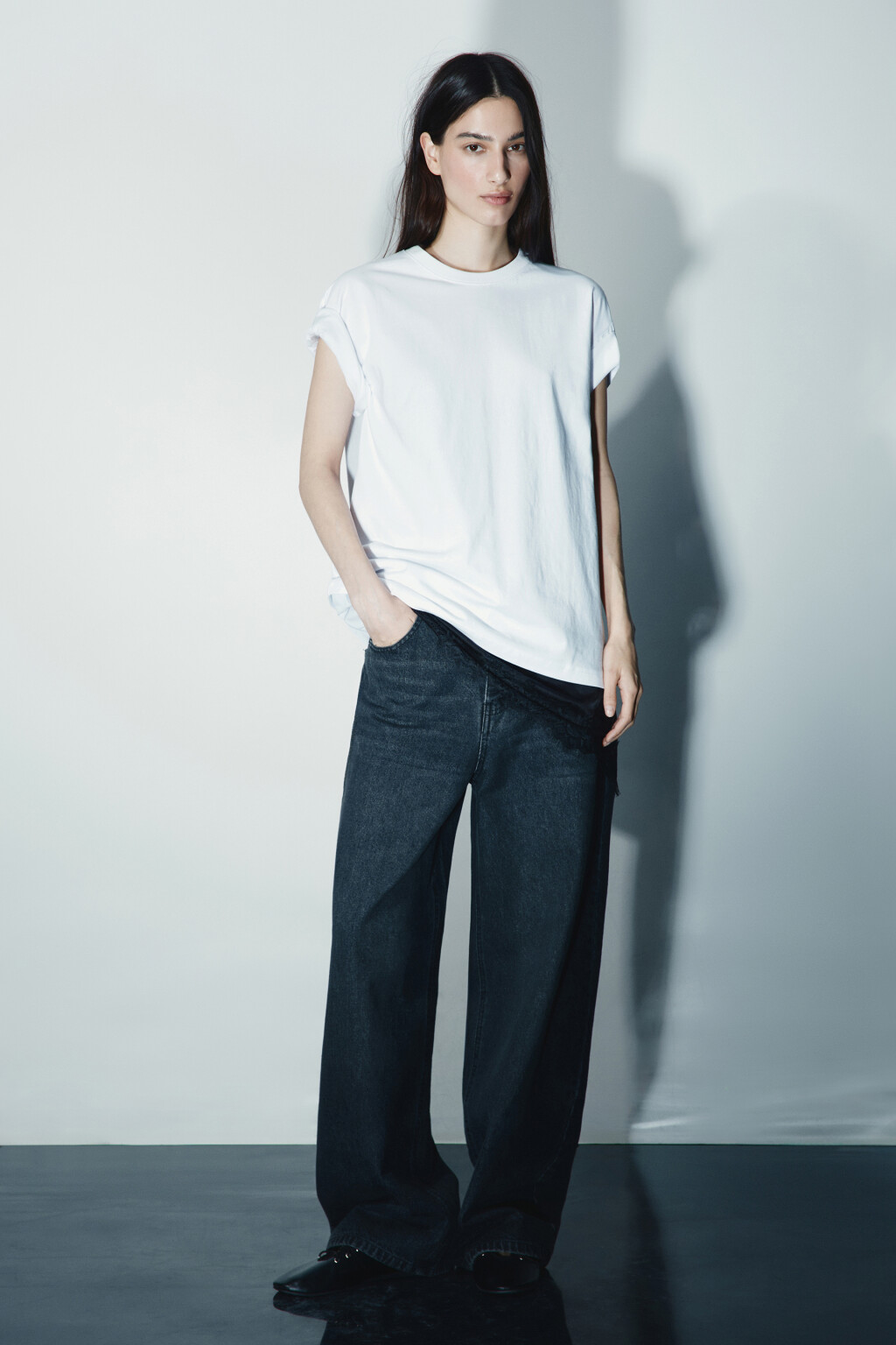 Джинсы baggy fit со средней посадкой - цвет серый - 5