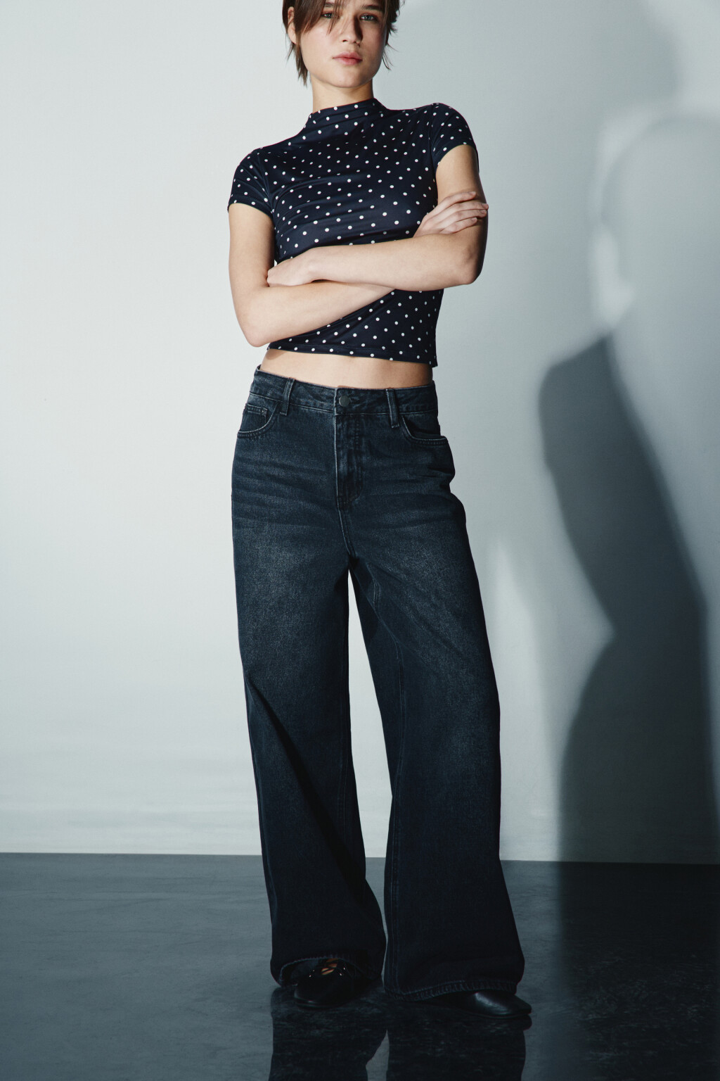 Джинсы baggy fit со средней посадкой - цвет серый - 1