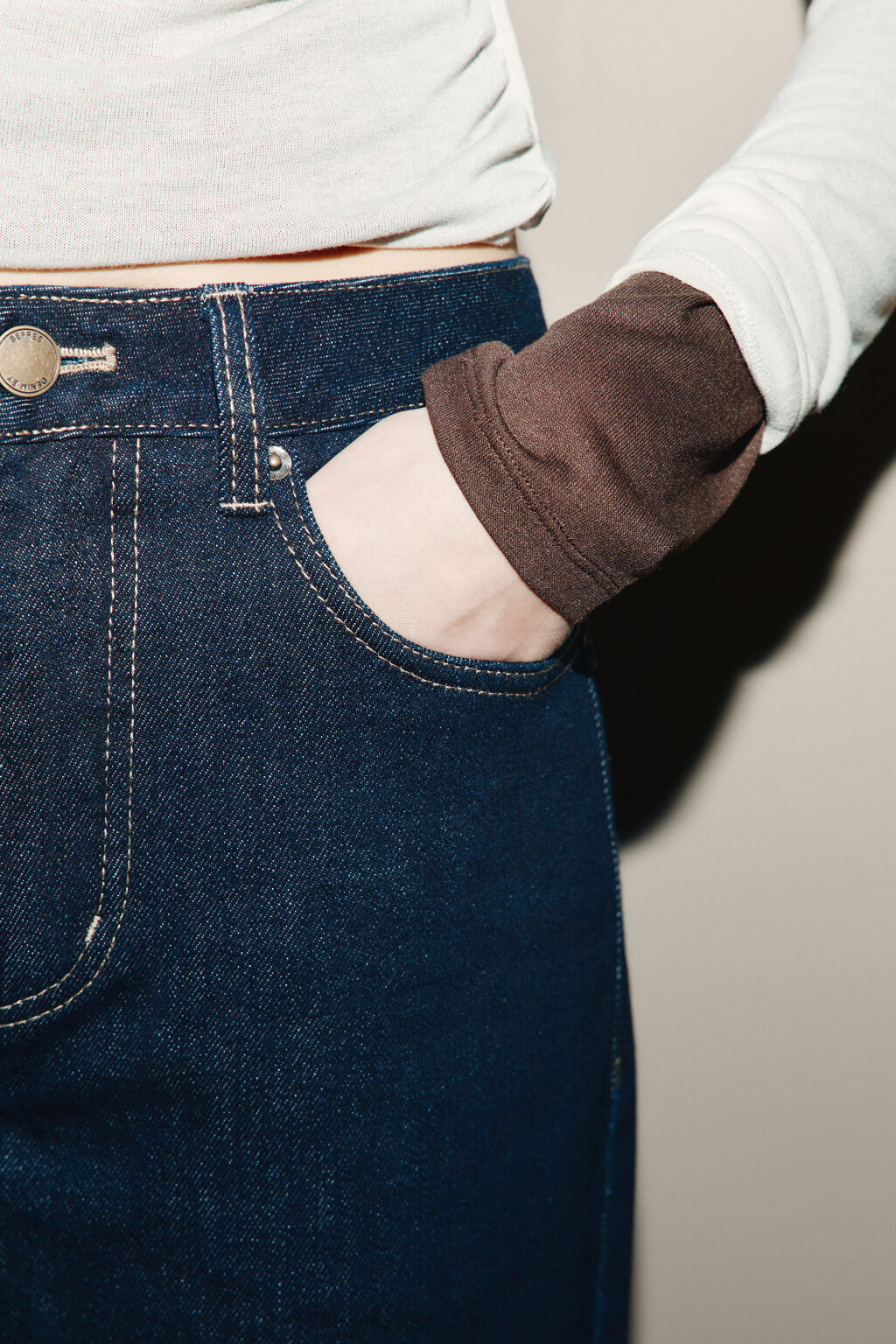 Джинсы wide leg со средней посадкой и подворотами - цвет синий - 8